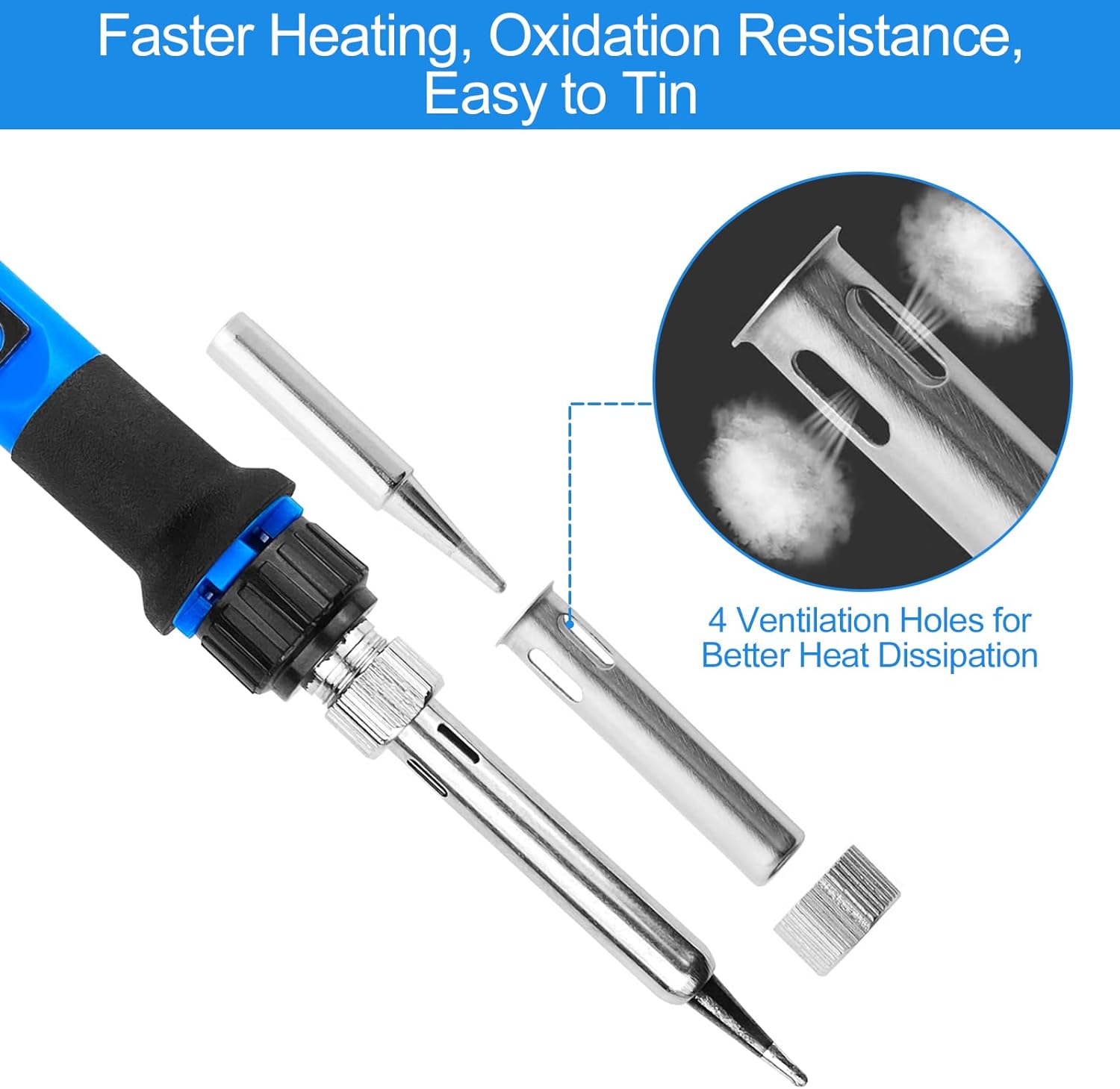 Fer à Souder Etain de Précision, Kit de Soudure 80W Temperature Réglable 180-480°C Visible, 5 Pointes de Rechange - 4