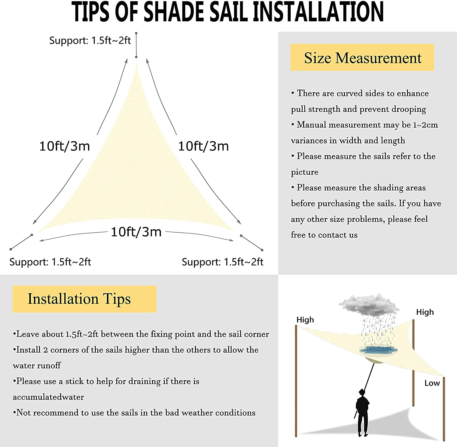 Vela Parasole Triangolare 3x3m - Impermeabile, Blocco UV 98%, Per Giardino E Esterno - Foto 10