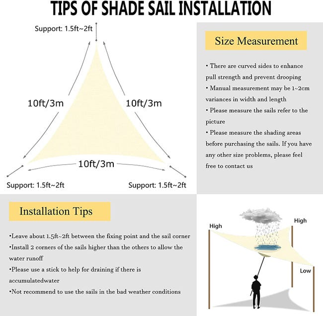 Vela Parasole Triangolare 3x3m - Impermeabile, Blocco UV 98%, Per Giardino E Esterno - Foto 10