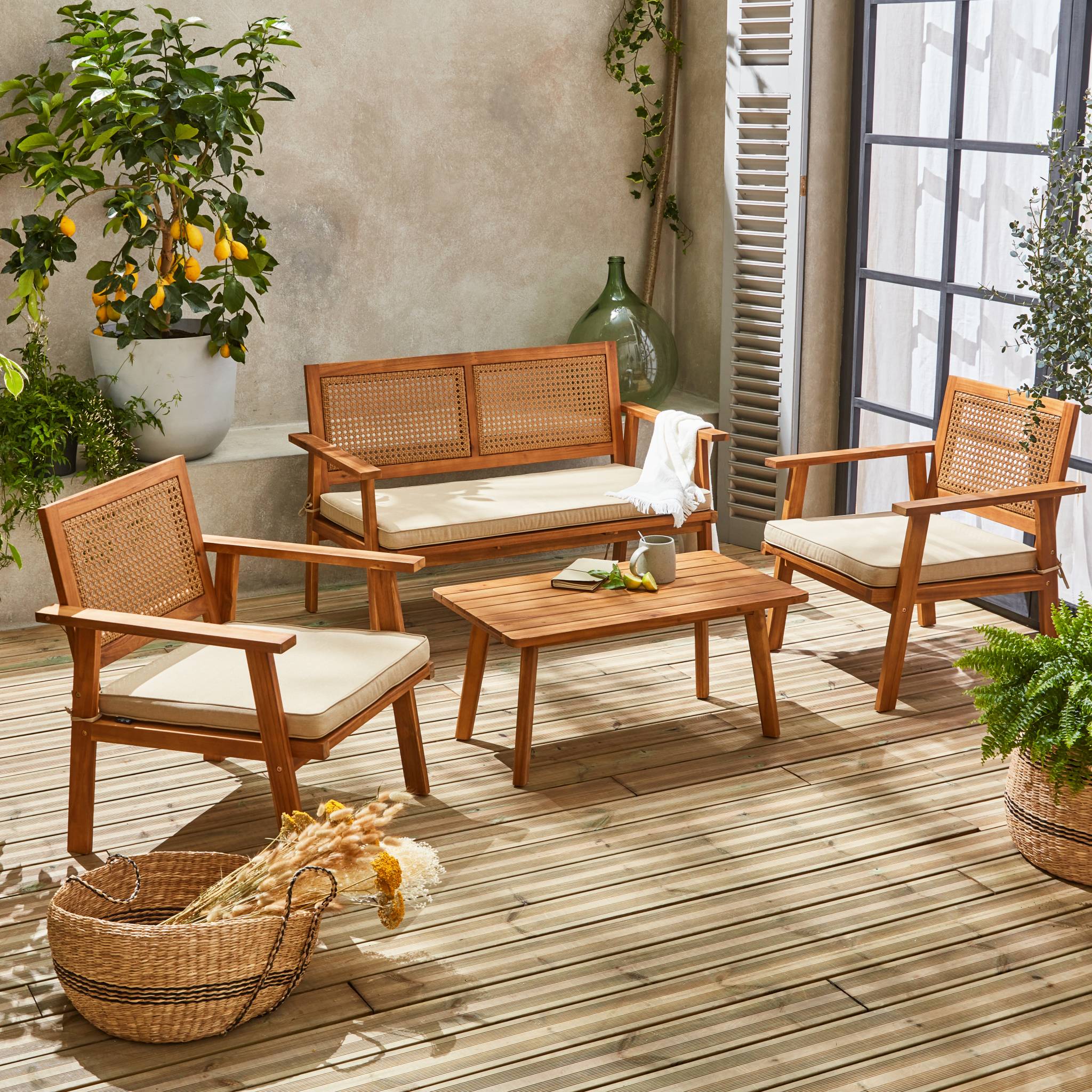 Salon de jardin en Bois Beige 4 personnes - 3