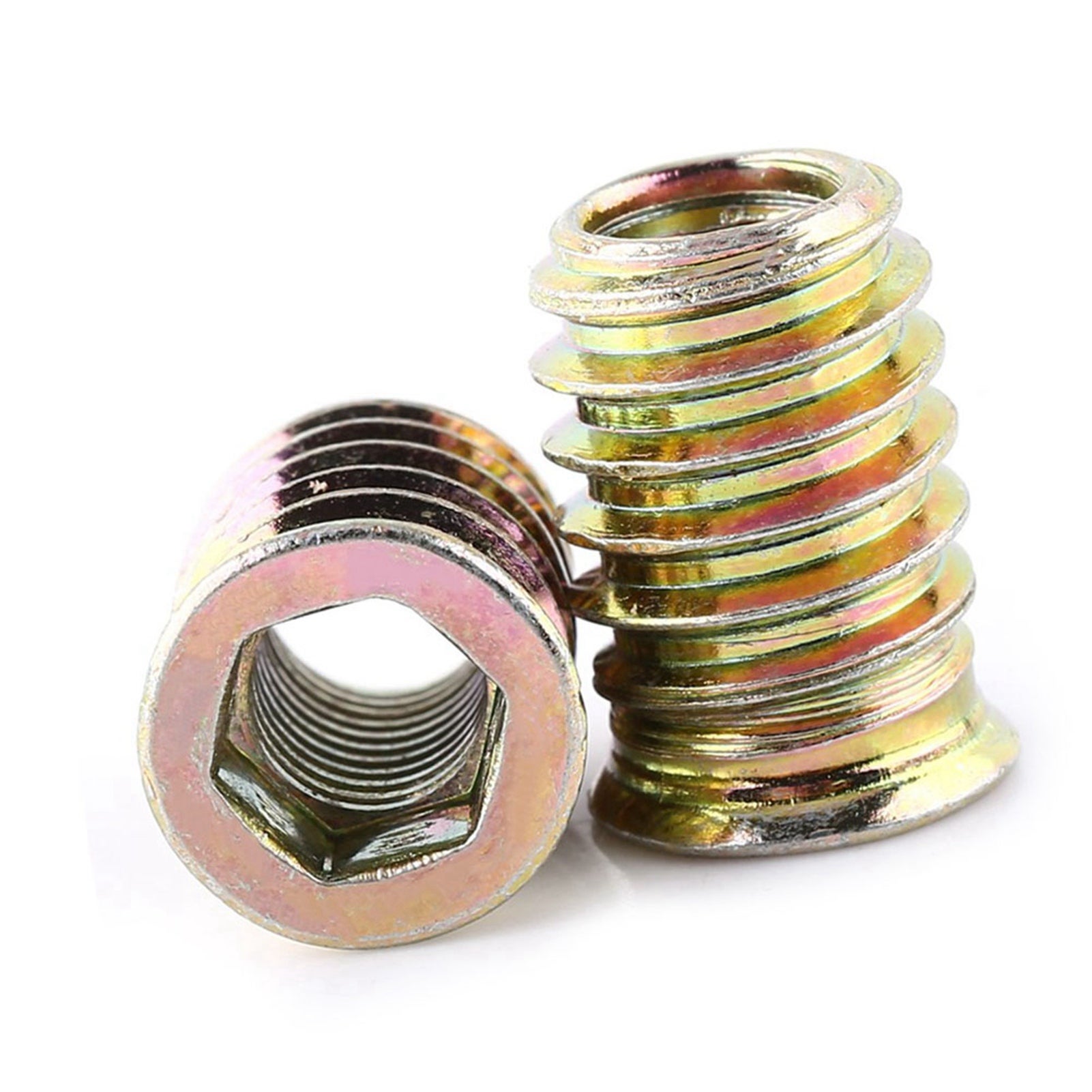 Inserti filettati esagonali M8×20 mm – Acciaio carbone zincato per mobili – Fissaggio legno - 5