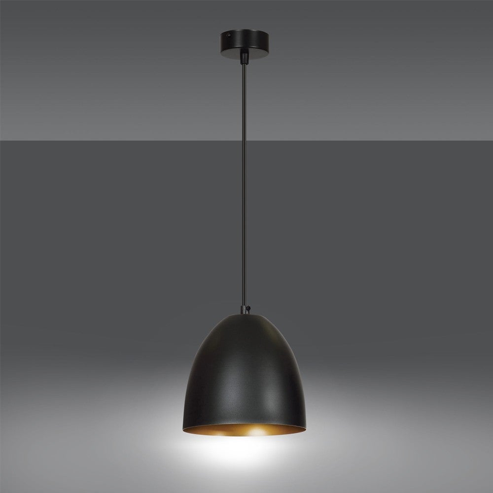 Lampa sufitowa Jonix z czarnym abażurem i złotym wnętrzem 1xE27 ø18cm - 3