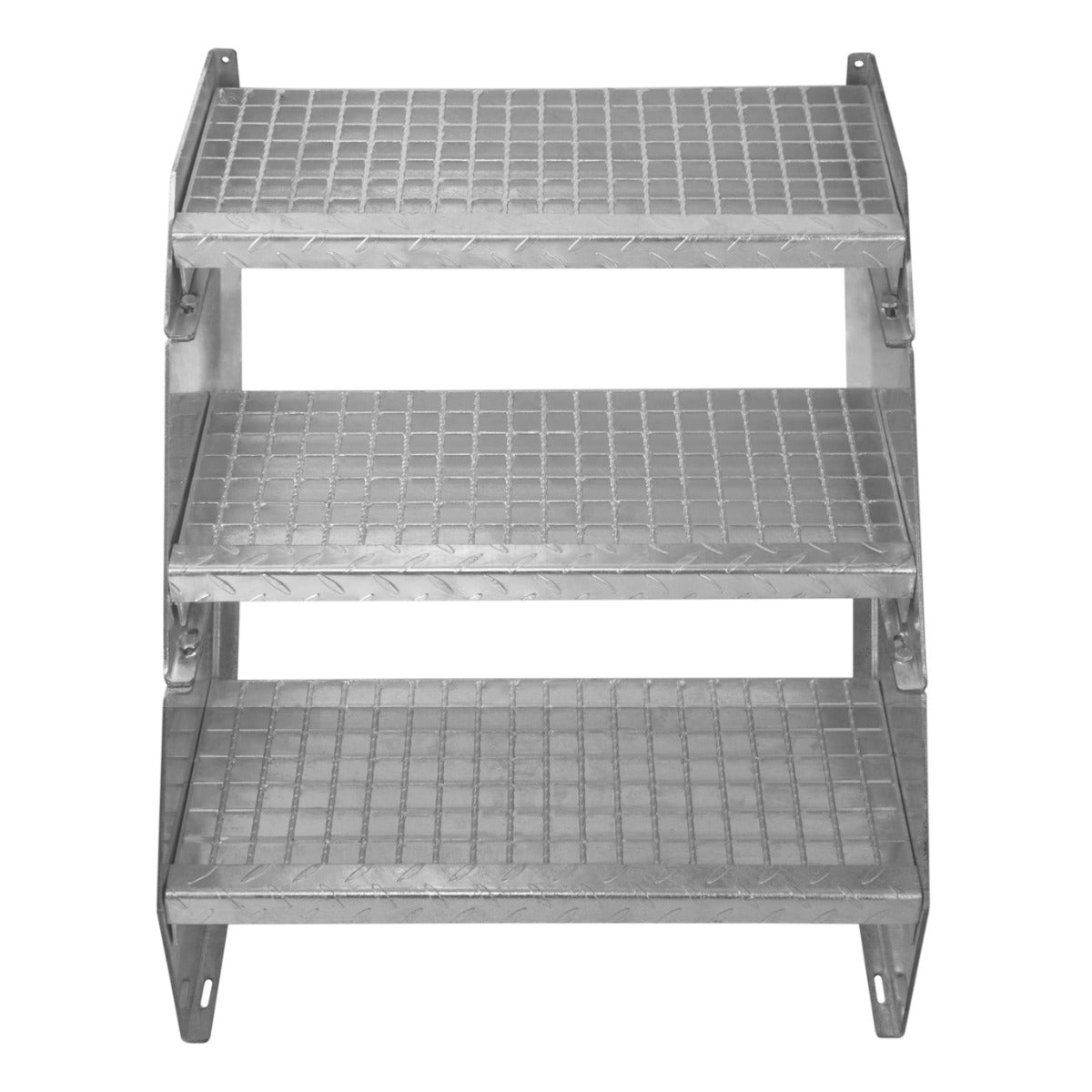 Scala in metallo a 2 livelli regolabile in altezza 60 cm di larghezza Acciaio zincato argento 2 gradini regolabili - 7