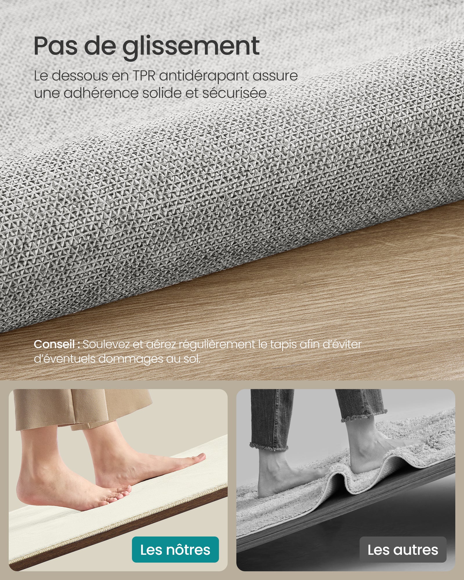 Tapis Décoratif, 160 x 230 cm, Tapis de salon, Antidérapant, Décoration Intérieure, pour Salon, Chambre,Lavable en Machine, Style Moderne,Blanc Crème - 4