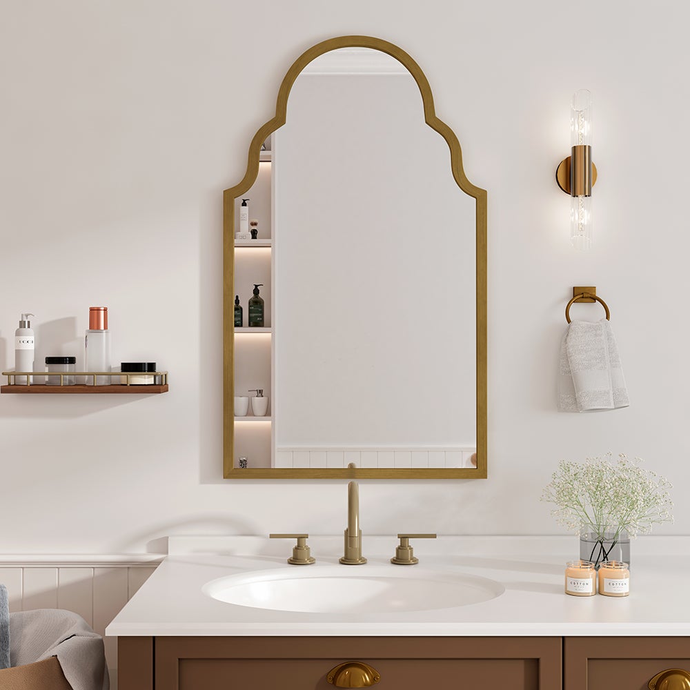 Espejo De Baño Arqueado, Espejo Arqueado Sin Marco De 32 X 40 Pulgadas Espejo De Pared