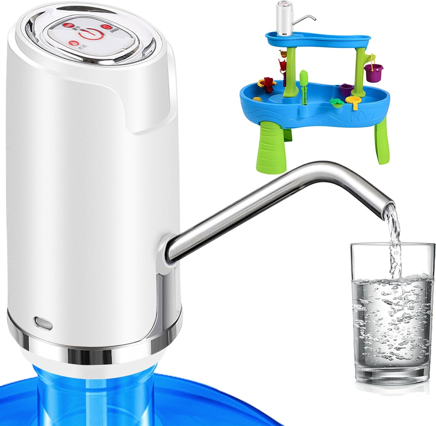 Pompa do wody butelkowanej, elektryczny dystrybutor wody, uniwersalna pompka do wody pitnej, z ładowaniem USB, biała