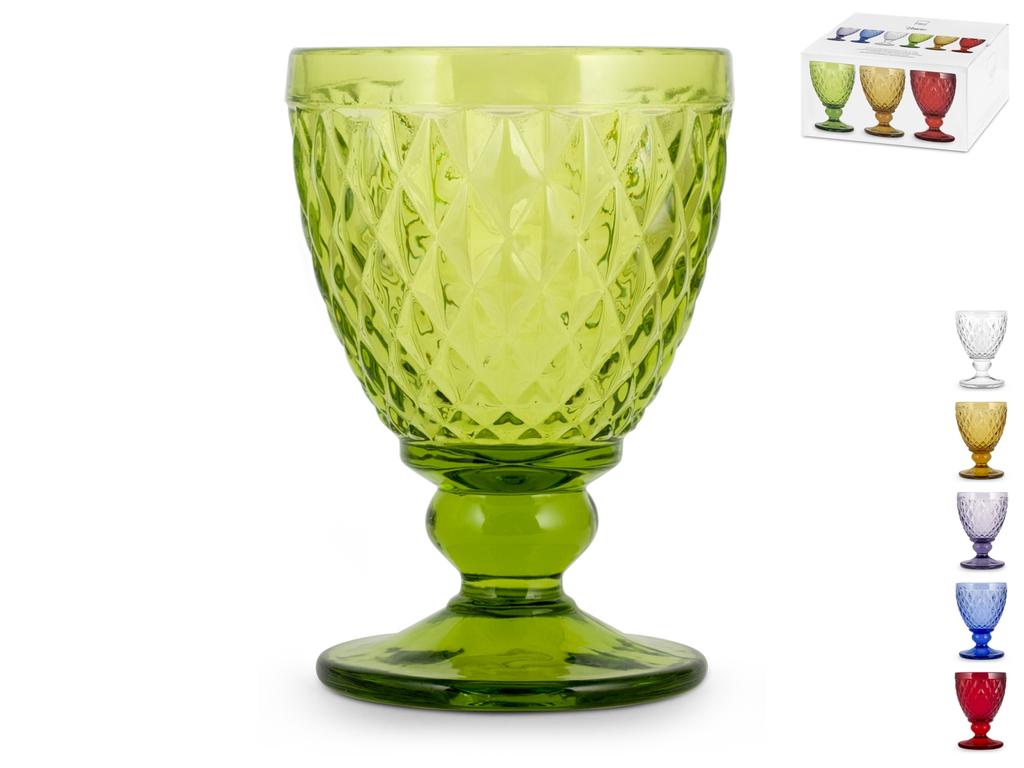 H&h set 6 calici in vetro venere colore assortito cl26