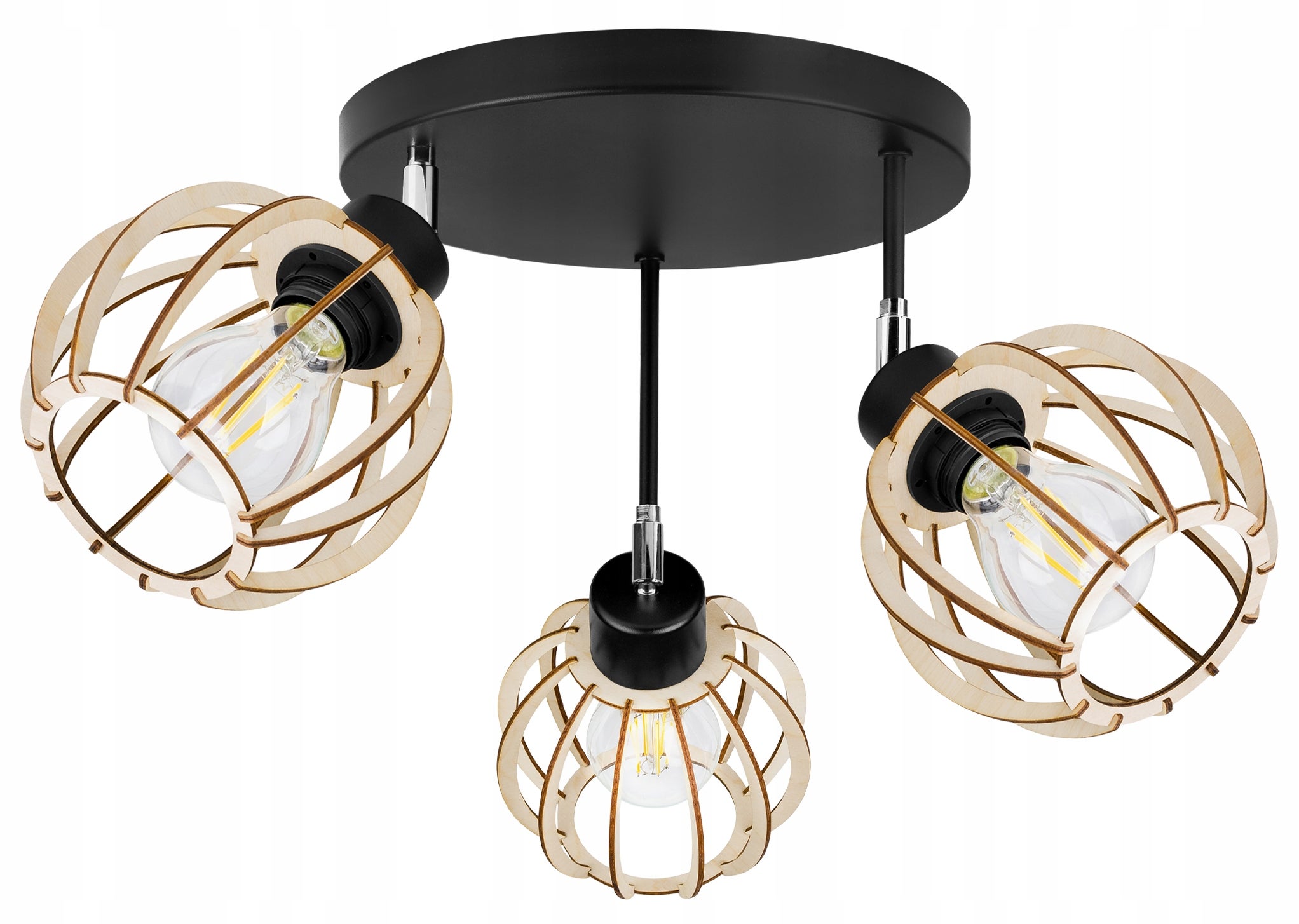 Lampa sufitowa wisząca Timber 3xE27 abażur kula drewniana Light Home LH