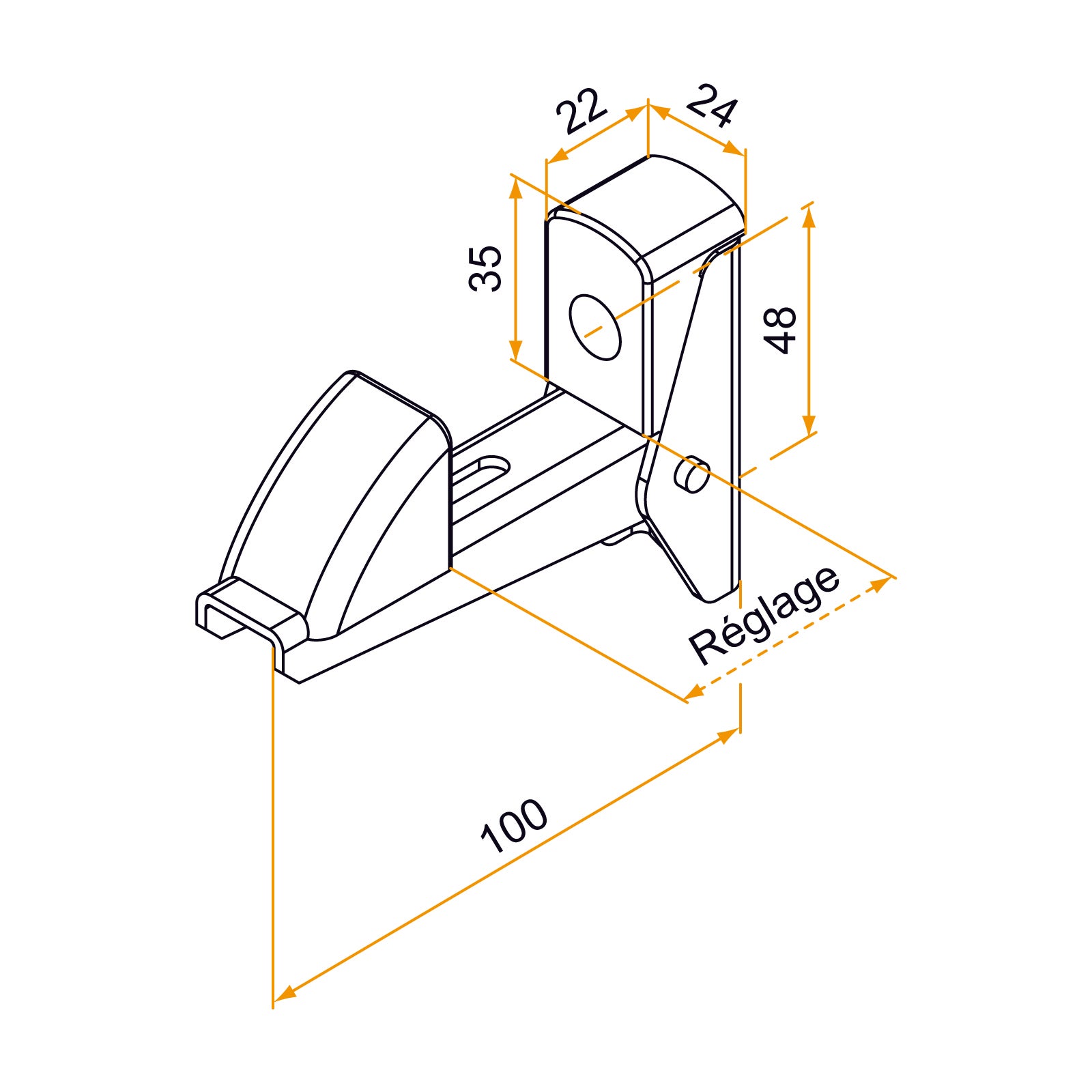 Arrêt automatique en aluminium, H.75 - 2