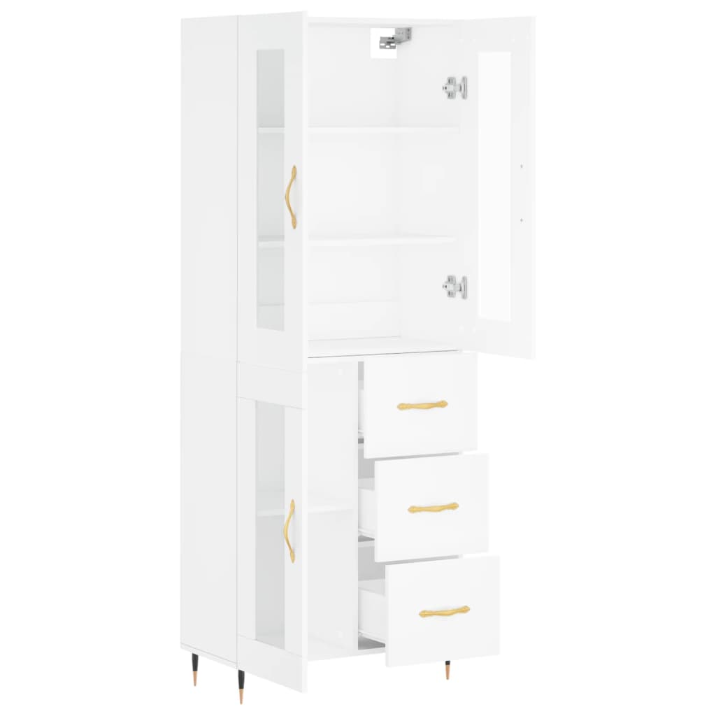 Buffet haut Blanc 69,5x34x180 cm Bois d'ingénierie - 4