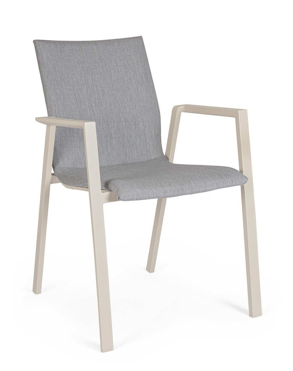 Krzesło Pelican "Odeon" z podłokietnikami, wykonane z aluminium, z wyściełanym siedziskiem/oparciem, sztaplowane, do użytku na zewnątrz i w 