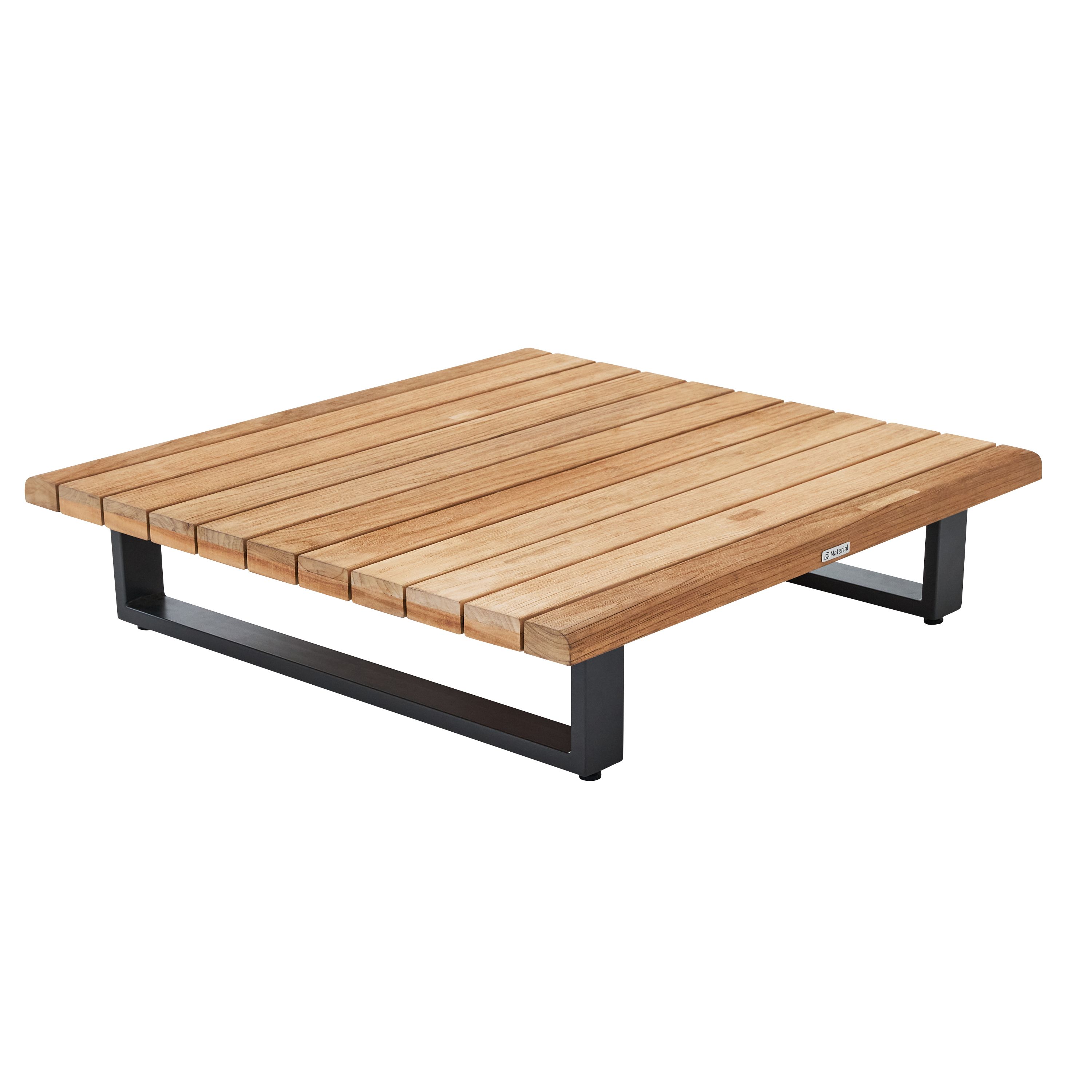 NATERIAL Sirokos niski stolik kawowy do salonu z aluminium i drewna tekowego