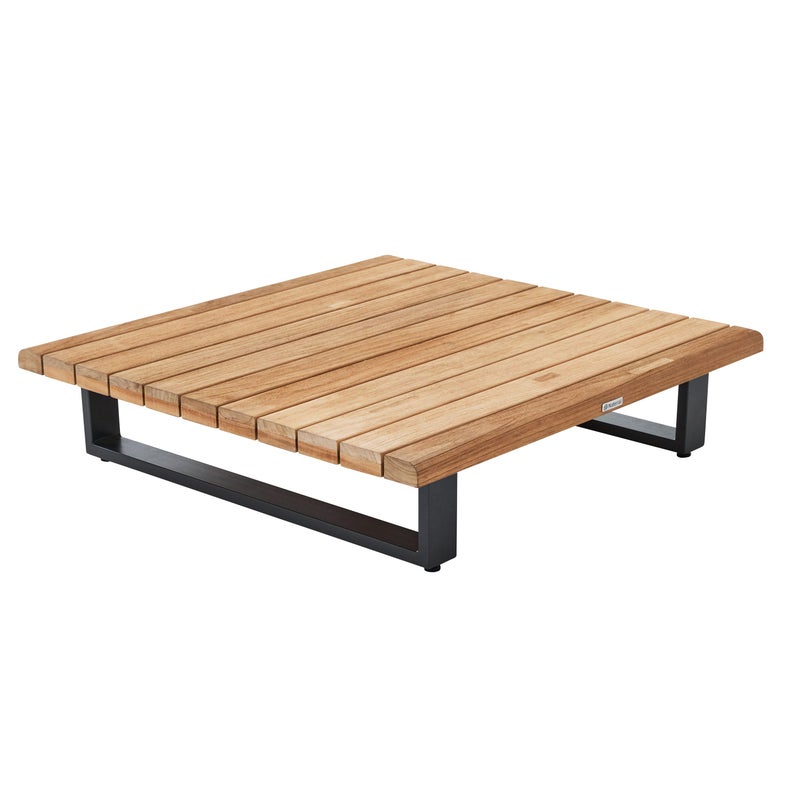 NATERIAL Sirokos niski stolik kawowy do salonu z aluminium i drewna tekowego