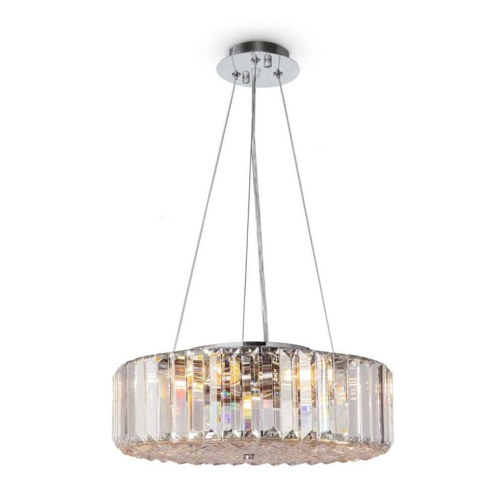 Lampa wisząca Recinto chromowana transparentna 6xE27x60W kryształowa wym: 85,8 x 40 x 40 cm kryształ Maytoni