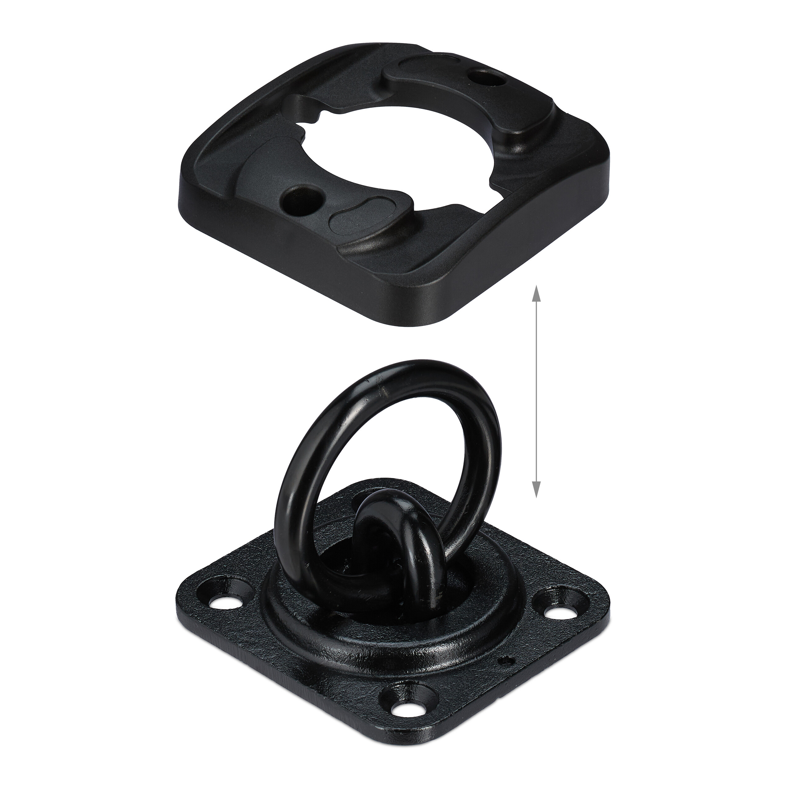 Ancrage mural et au sol, sécurité antivol vélo, moto, étrier 14 mm, acier, plastique, noir, Relaxdays - 5