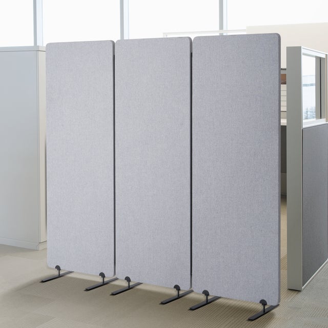 Paravent 3 Panneaux 184x165,5 cm,Cloison Autoportante,Polyester PET,Pliable,Séparation Intérieure,Confidentialité,Bureau,Salon,Gris VEVOR