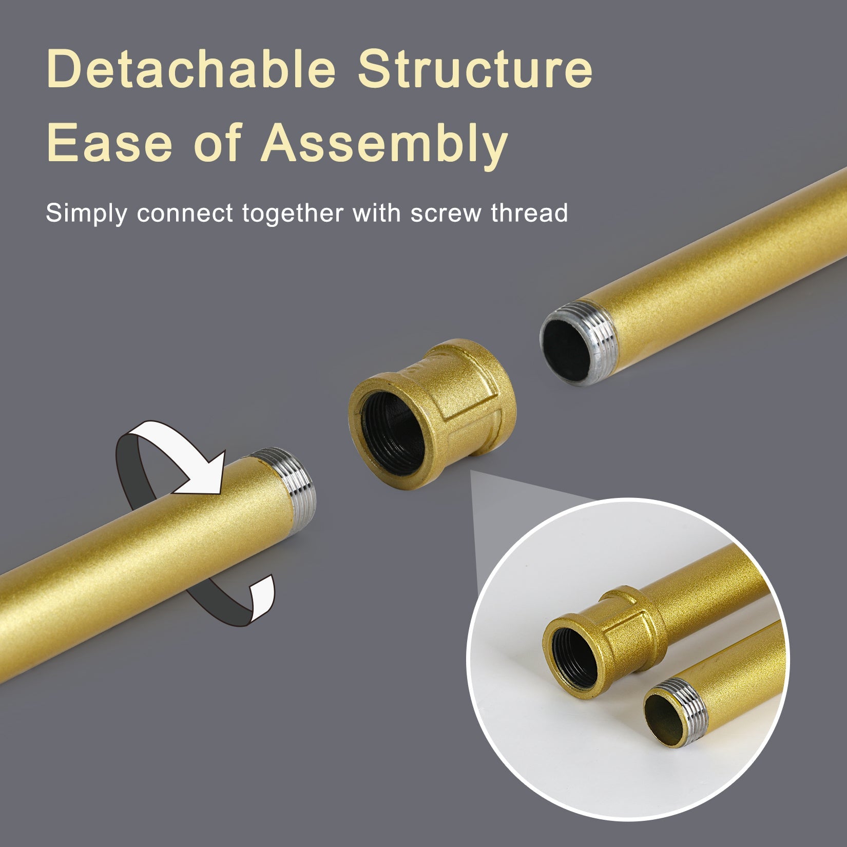 Barre de Penderie Doré Extensible en Métal l.90/135/180cm - 2