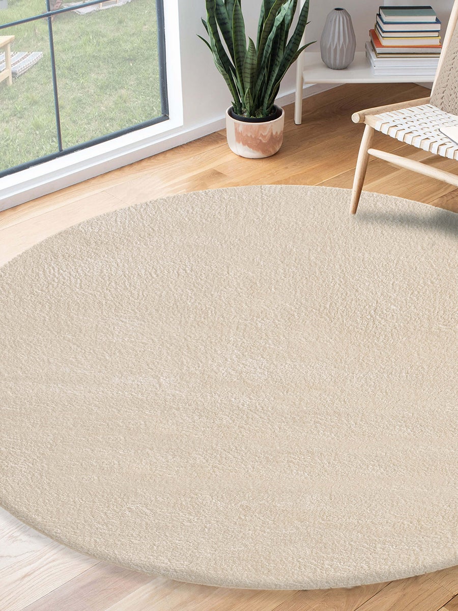 the carpet Relax tapis moelleux à poils courts, dessous antidérapant, lavable à 30 degrés, super soft, aspect fourrure, Beige, 120 cm - 2