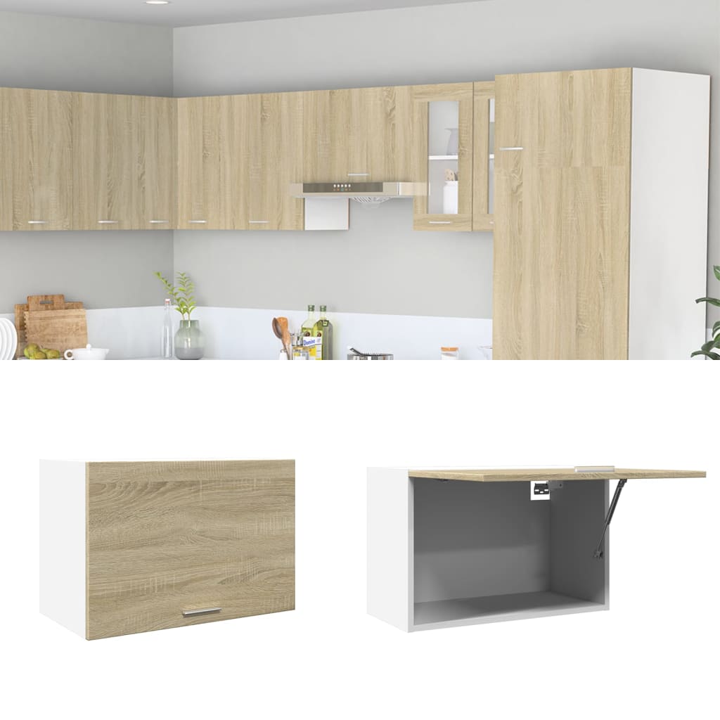 Pensile Cucina Vidaxl 80x31x60 Cm - Vetro E Rovere, Legno Multistrato - Foto 5