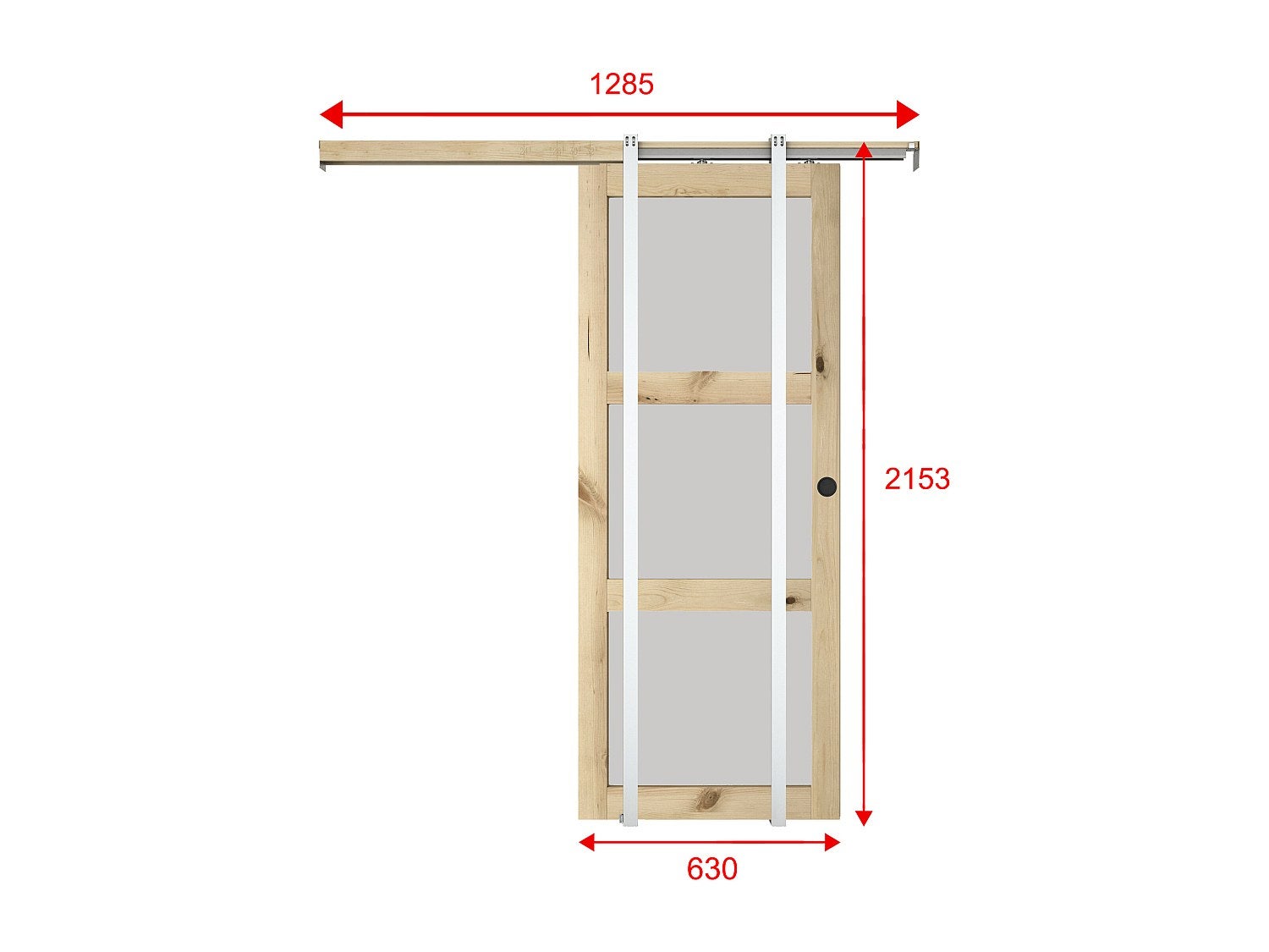 Porta scorrevole con sistema a incasso con 3 finestre H205xL63cm MDF Natur. Vetro temper. smerig. - ACOSTA II - 7