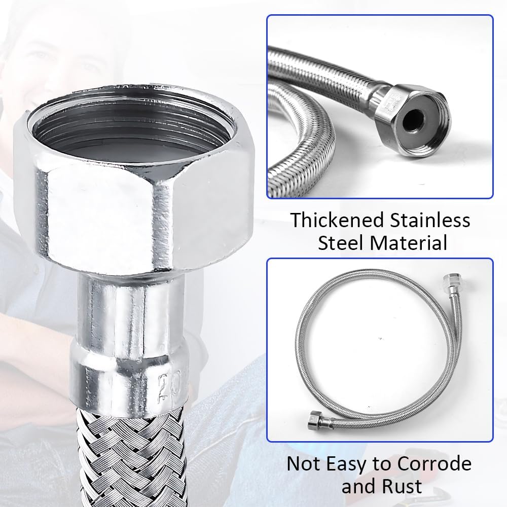 Manguera flexible para grifo de 100 cm, manguera de conexión de acero inoxidable 304, trenza para ducha - 4