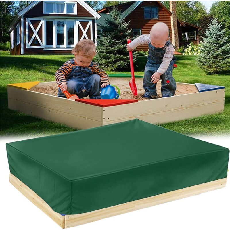 Housse de bac à sable carrée d'extérieur 150 x 150 cm – Tissu Oxford anti-poussière pour aire de jeux pour enfants, résistant aux intempéries