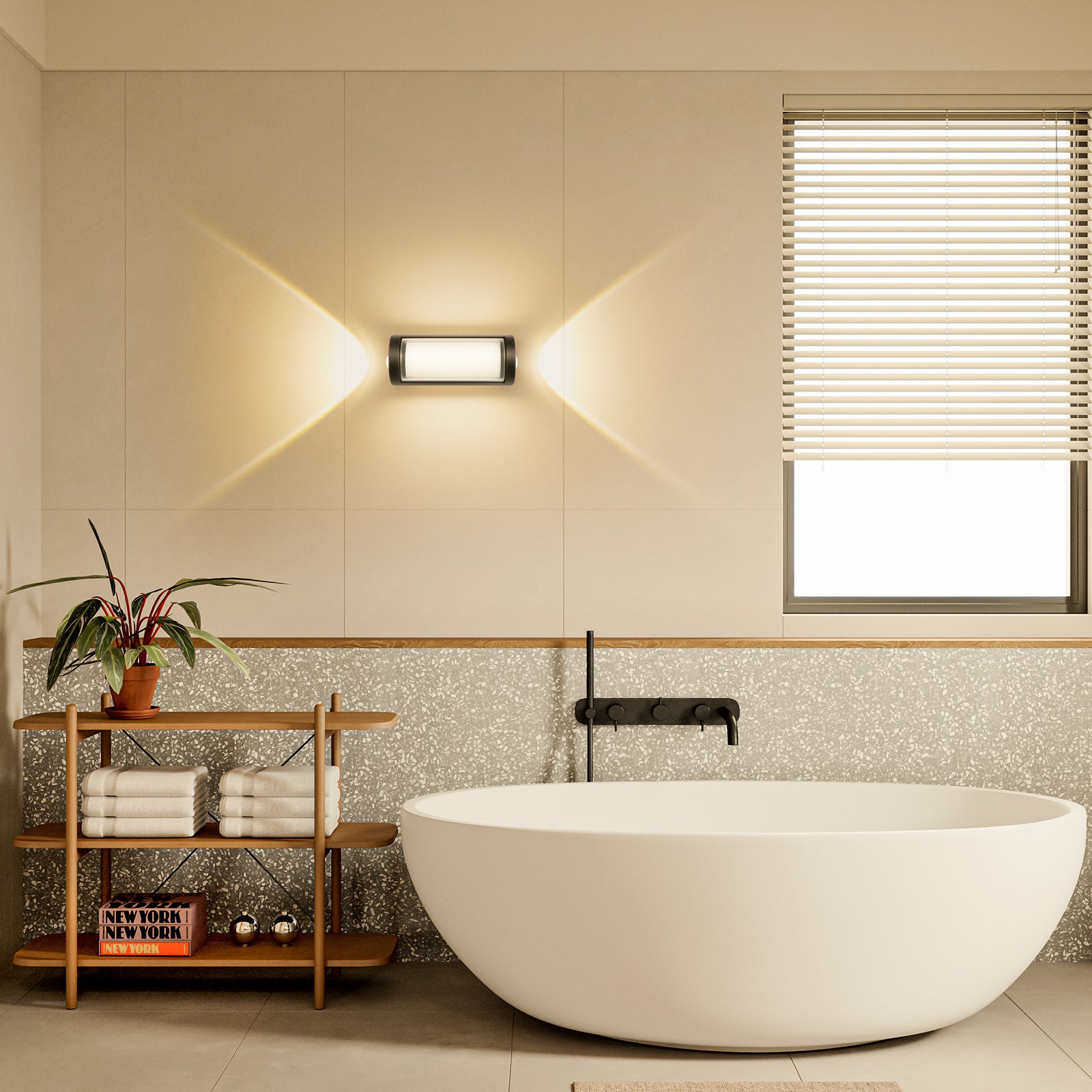 LOVHAUS Kinkiet LED Okrągły zewnętrzny, 7W Kinkiet do Łazienki IP65 do Wnętrz i na Zewnątrz, Ciepłe Światło 3000K