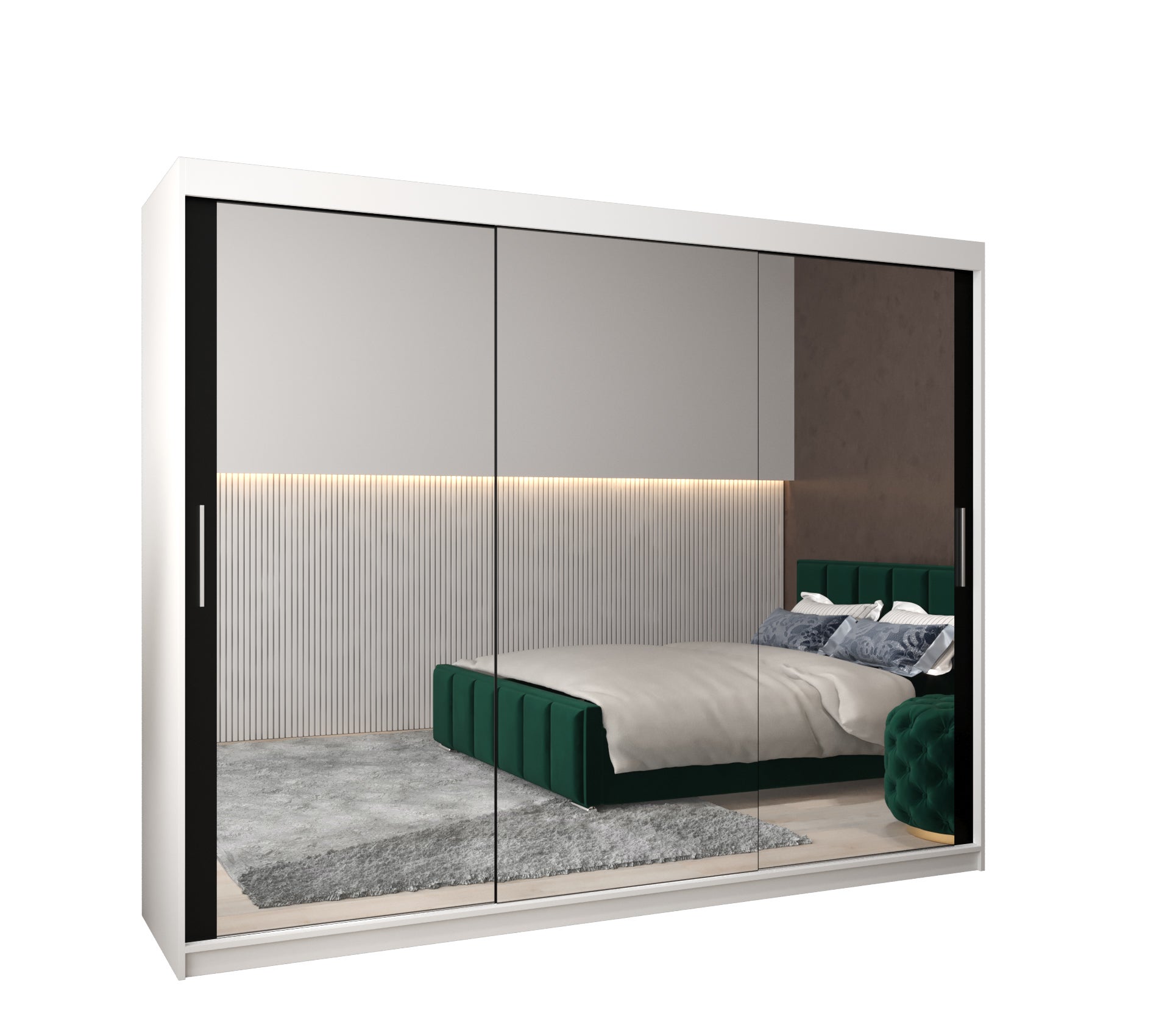 Szafa przesuwna garderoba TOKYO 3 250 x 62 x 200 cm Biały + Czarny - Abiks Meble