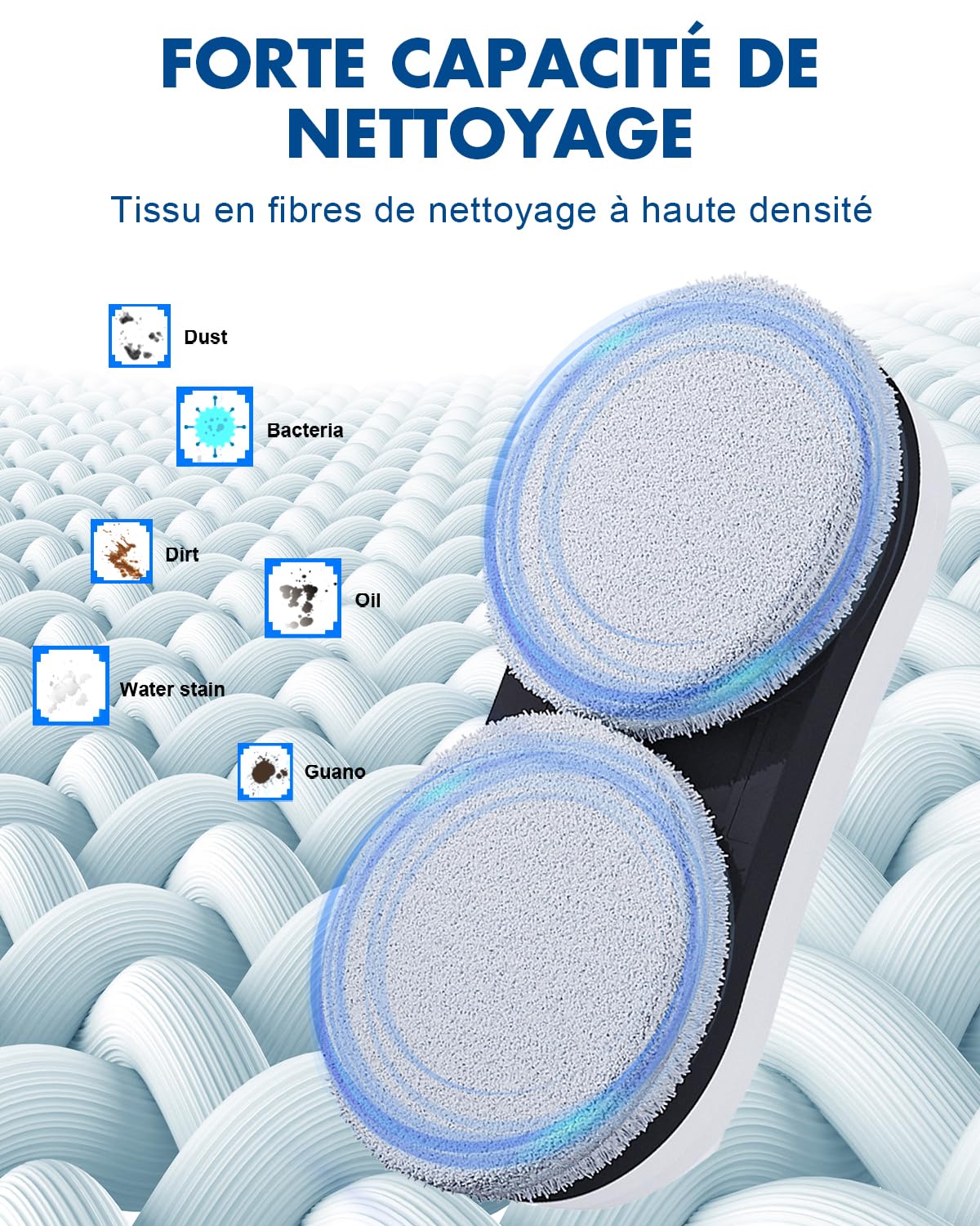 Robot Nettoyeur Vitre Automatique, avec Fonction de pulvérisation d'eau, Navigation Intelligente, Triple Système de Sécurité, pour Surfaces Lisses - 4