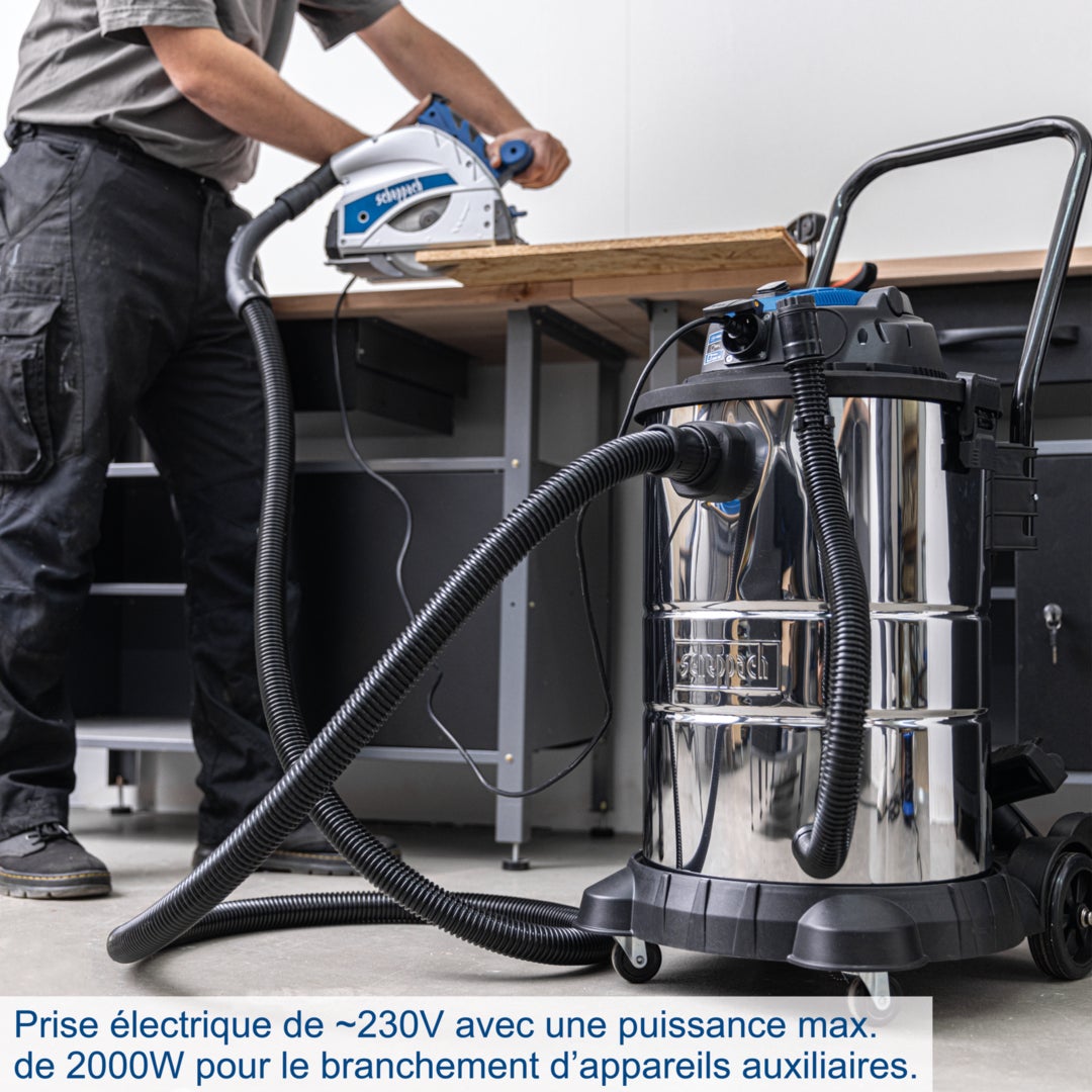 Scheppach Aspirateur eau et poussières 3en1 VC50 - capacité 50L - 1400W - puissance d'aspiration max 20 kPa - accessoires inclus - 8