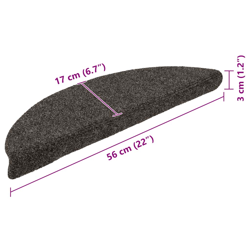 vidaXL Tapis d'escalier autocollants 30 pièces 56 x 17 x 3 cm Anthracite Demi-rond - 7