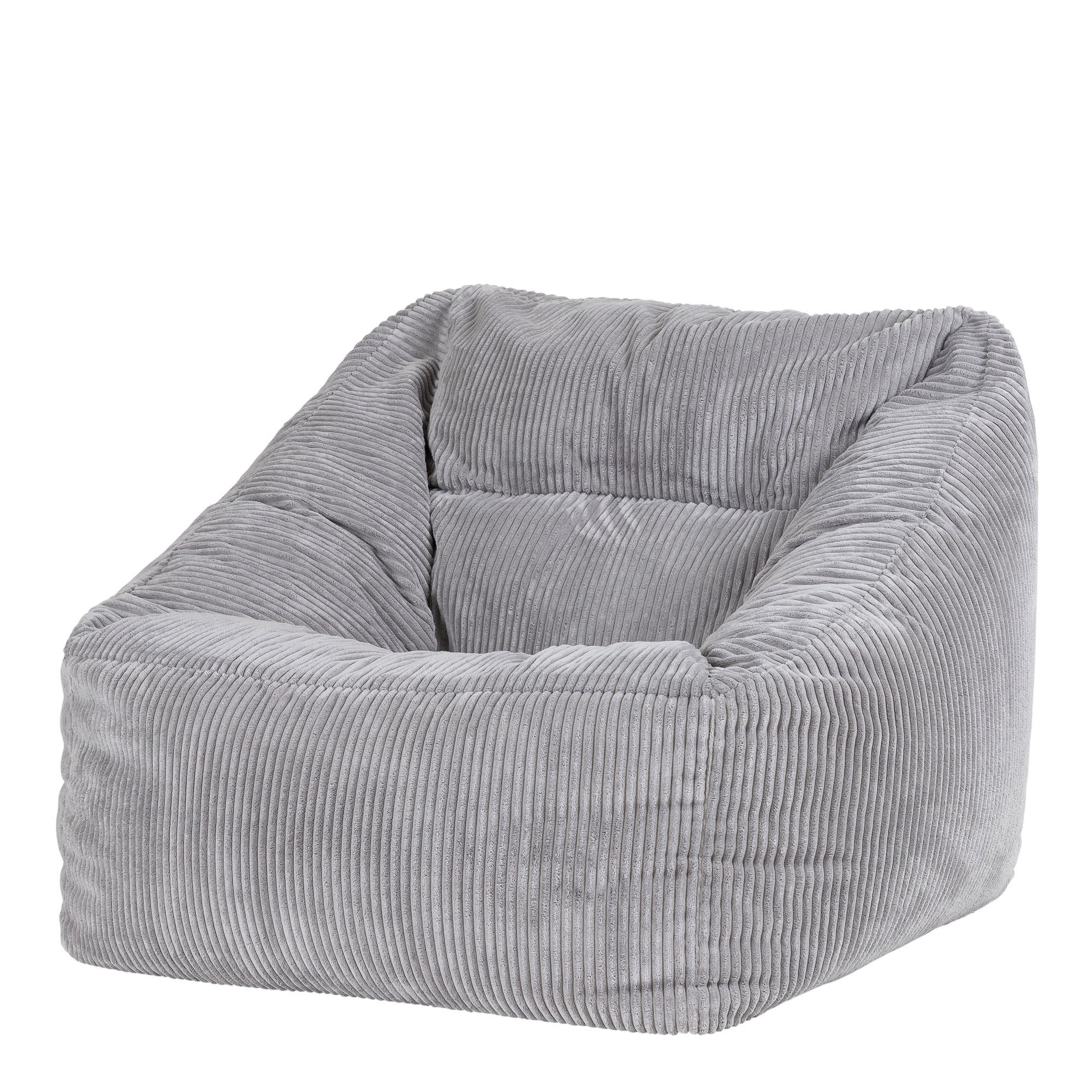 Pouf fauteuil avec repose-pied rond Icon velours côtelé gris clair 97x84cm Oeko-Tex® - 5