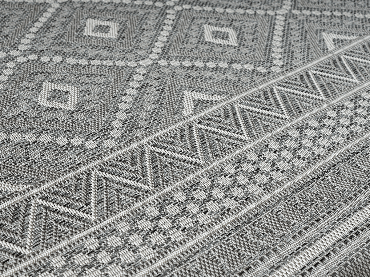 Tapis Calgary tissé plat intérieur extérieur design moderne, Gris, 140 x 200 cm - 5