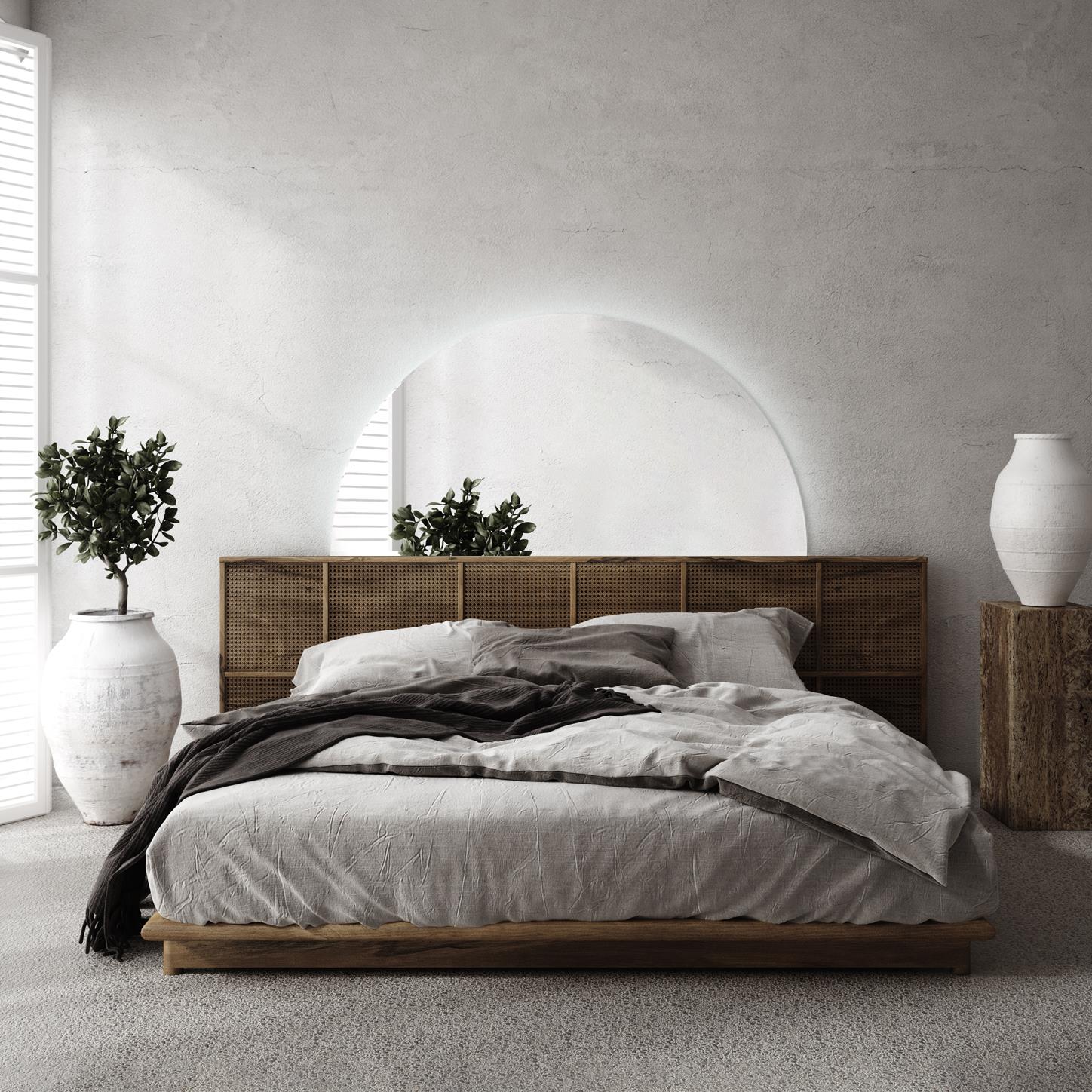 Specchio grande semicircolare LED luce fredda, look moderno 50x100 cm, ArtPrintCave - 5