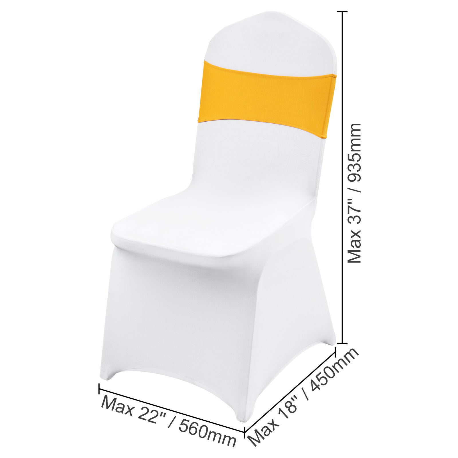 Housses de chaise extensible,SucceBuy ajustement universel avec ceintures de chaise,amovibles et lavables,lot de 50 housses dorées et blanches - 2