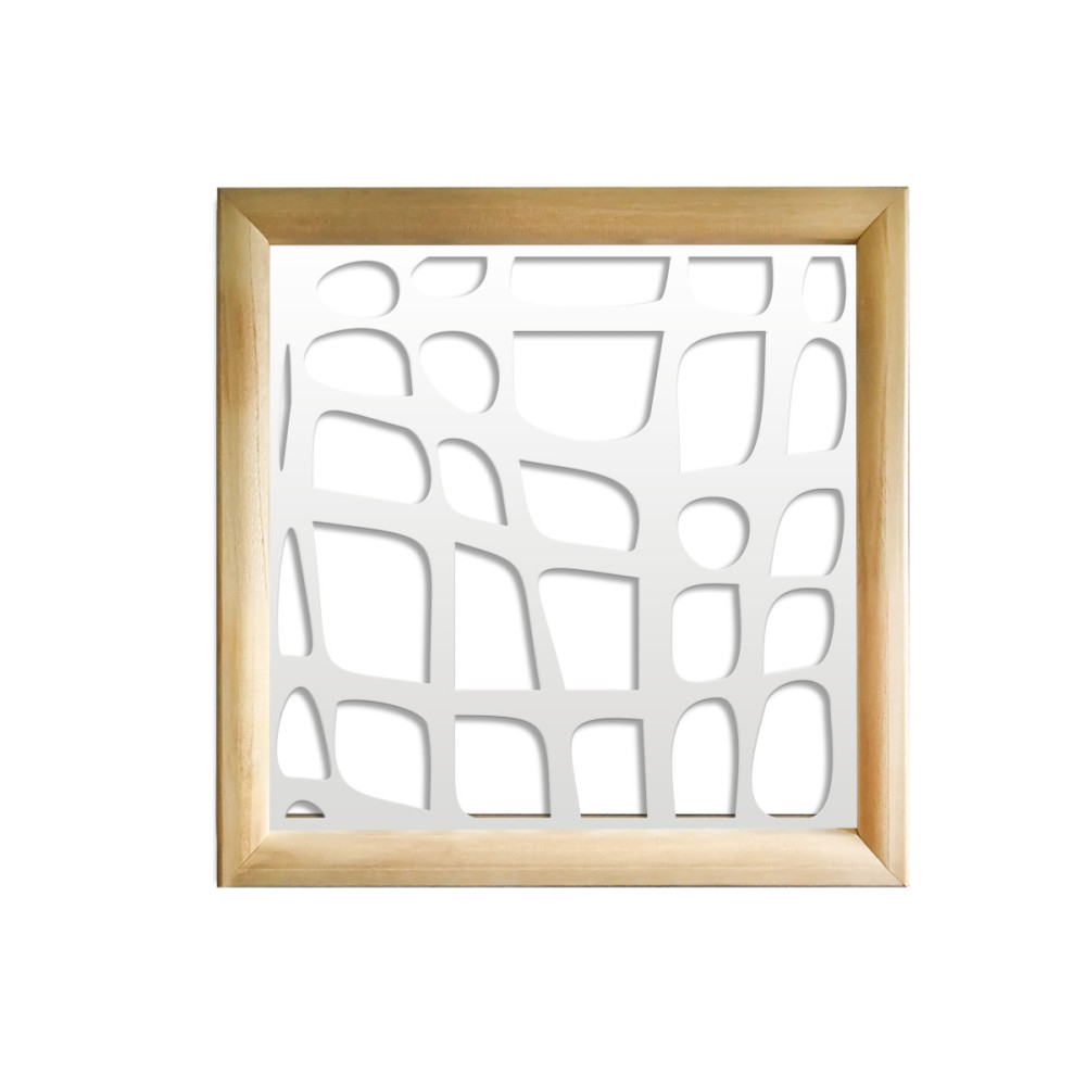 Abstracto - módulos decorativos cuadrados de madera y pvc - medida 98x98cm - espesor 64mm - color interior blanco