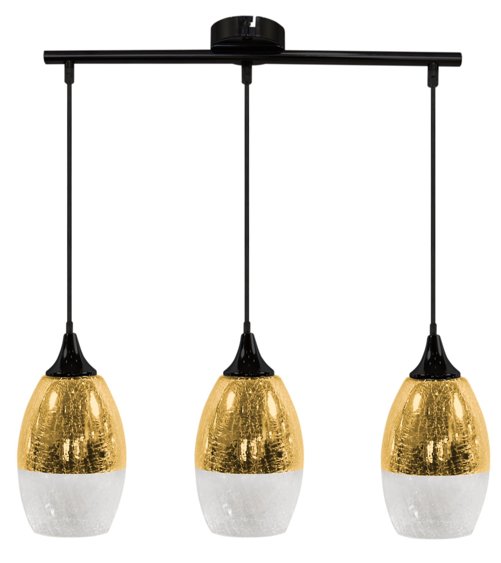 Lampa wisząca Celia czarna-złoto 3xE27x60W wym: 125 x 60 x 16 cm szkło Candellux