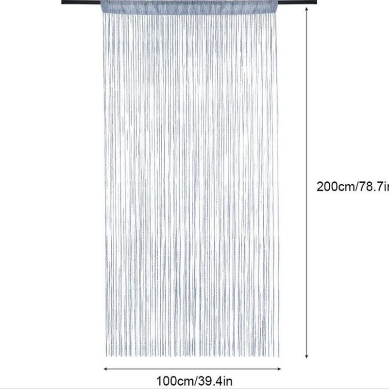 Panel zasłony drzwiowej Moskitiera Cekinowa przędza Zasłony Dekoracja ścienna Okno Drzwi Frędzle Pokój 100 x 200 cm, Biały - 6