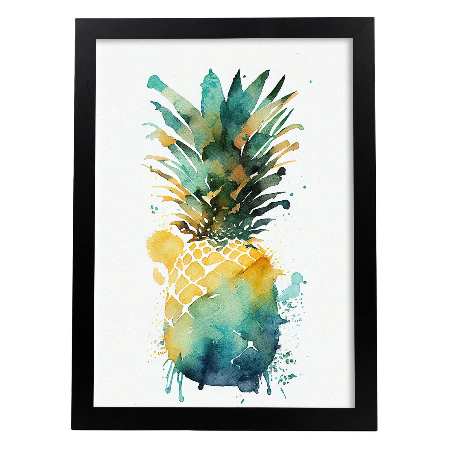 Nacnic poster de piña a todo color ilustraciones de frutas verduras y comida sana en estilo acuarela diseño moderno y modelo 1 a3 con marco negro