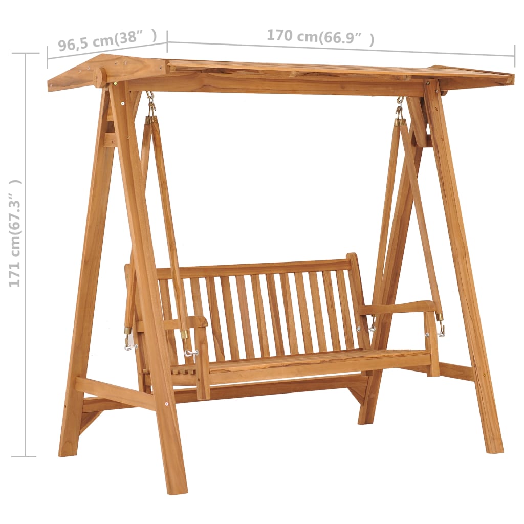 Balancelle 170 cm Bois de teck massif vidaXL - 3