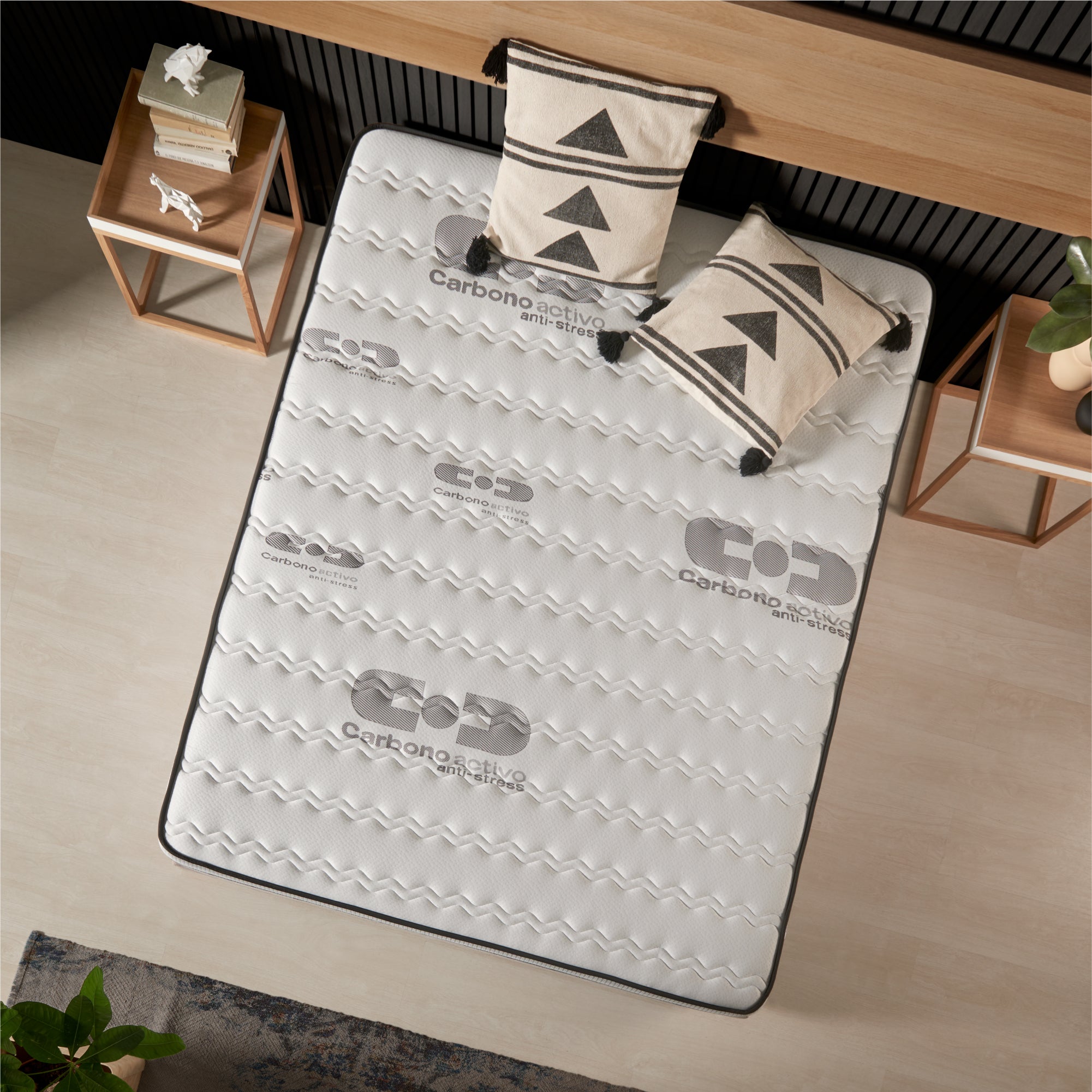 Colchón Visco-carbone 135x190 cm - Multicapas - Blue Latex - Muy grueso 30 cm - Espuma viscoelástica - Confort Premium - 7 Zonas - Reversible - 4