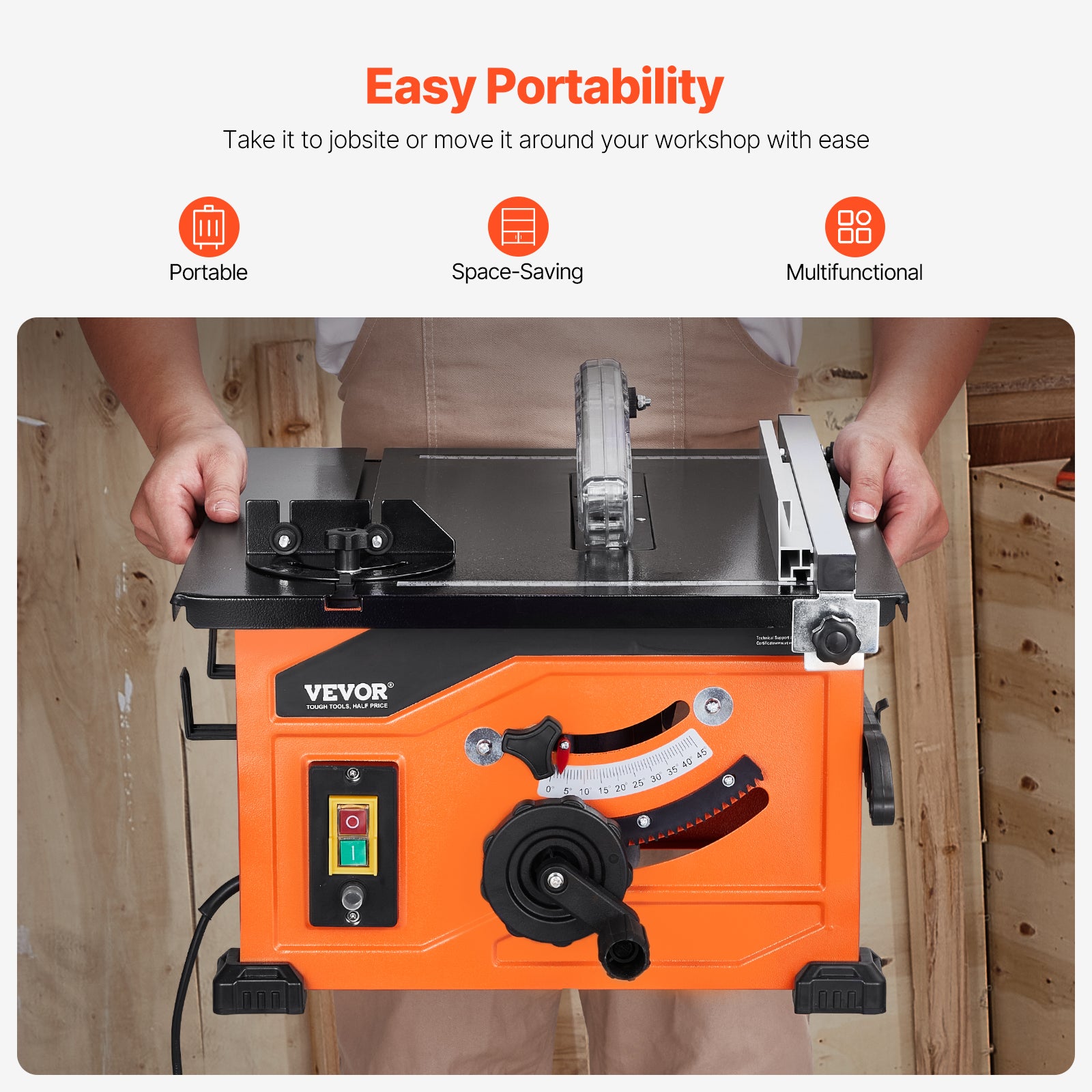 VEVOR Troncatrice Circolare Da Tavolo 210mm Portatile - 1200W, Taglio 225mm, 4800 Giri/min, Ideale Per Falegnameria E Fai Da Te - Foto 8
