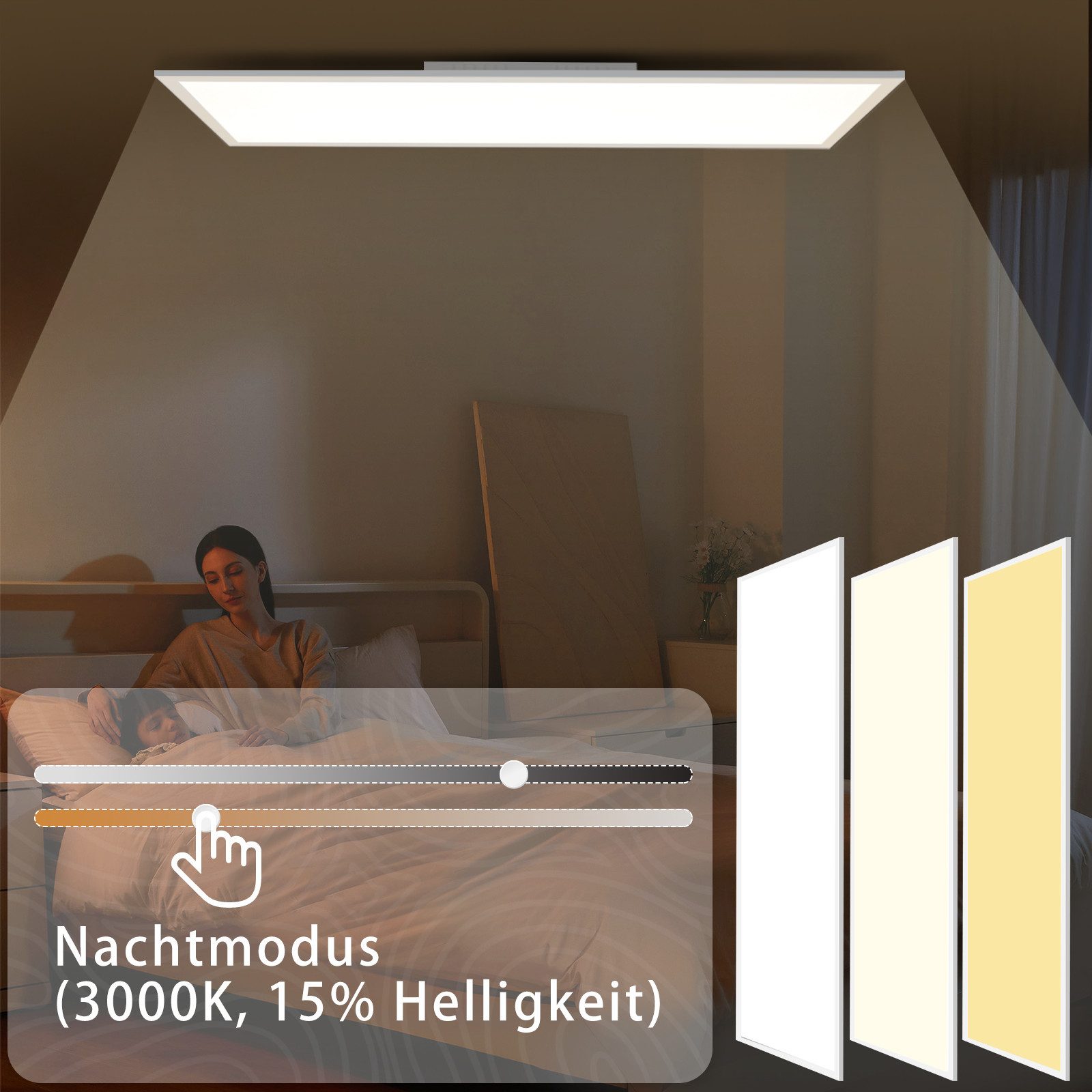 NETTLIFE Panneau LED 100x25cm 24W Dimmable avec Télécommande,LED Panel pour Bureau, Salon, Cuisine, Atelier, Garage, Couloir, Blanc - 4