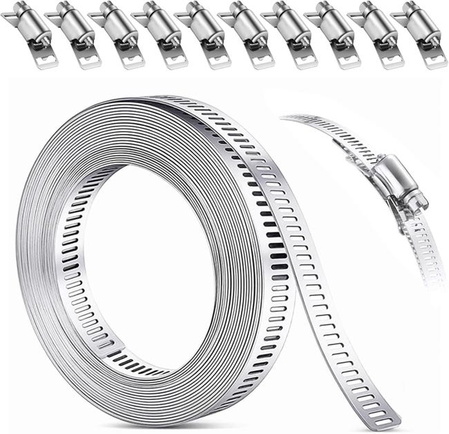 10M Collier de serrage inox métallique Réglables de Tuyau Clips 10M Collier de serrage inox métallique Réglables de Tuyau Clips