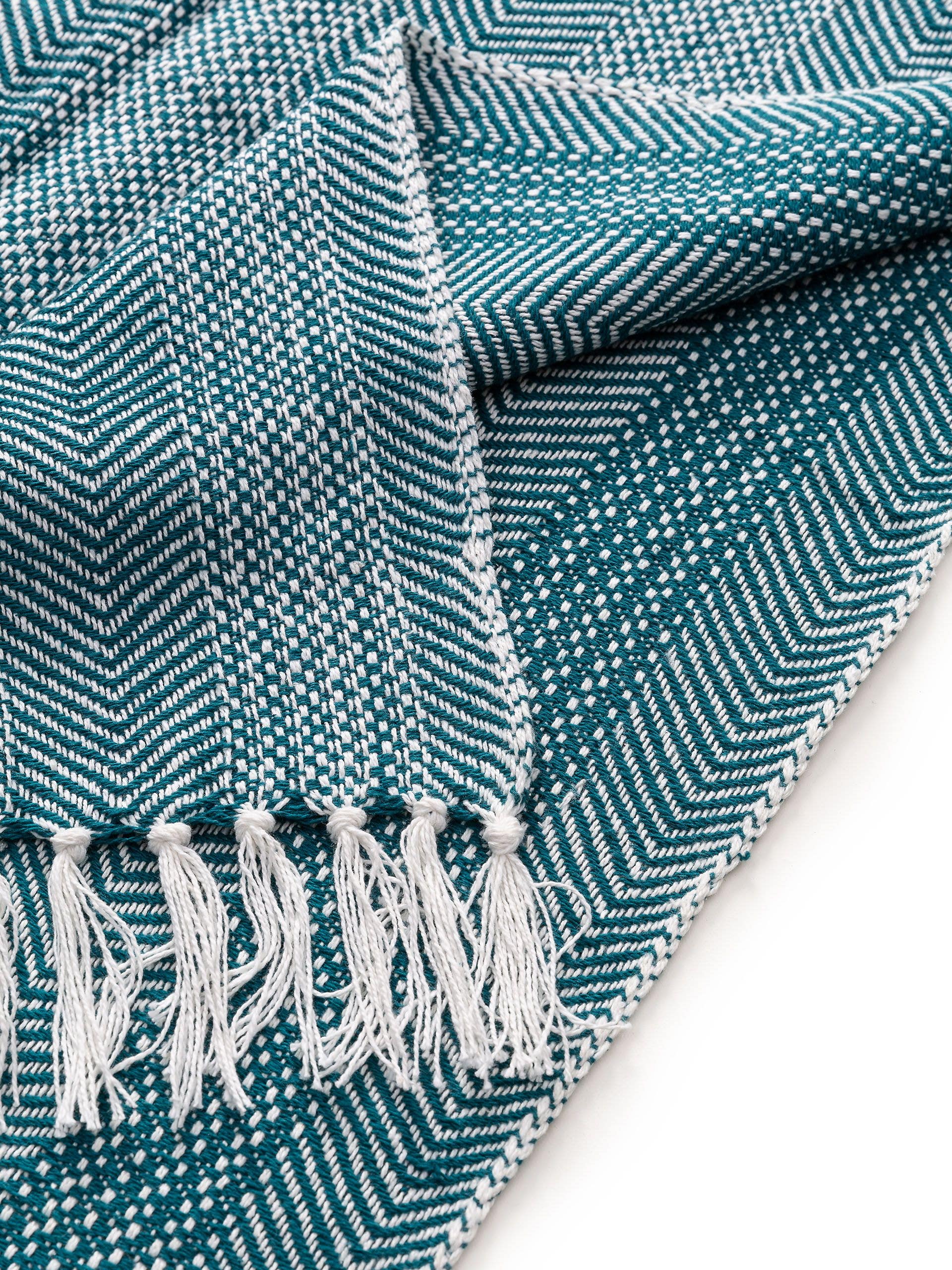 BENUTA - Plaid en coton Alisea bleu 125x150 cm - 4