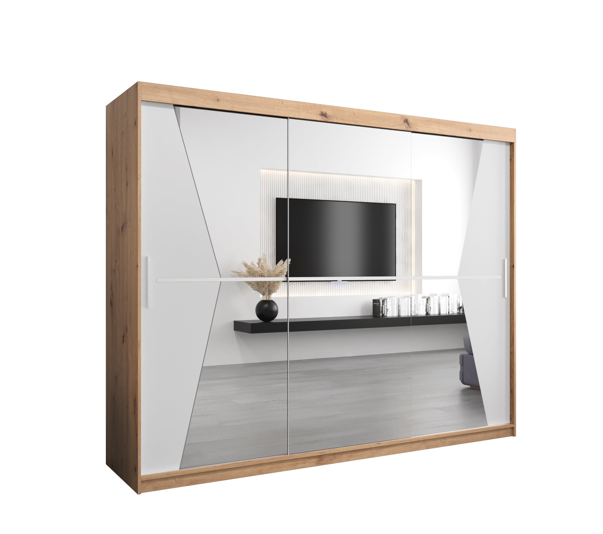 Szafa przesuwna garderoba MAROKO 250 x 62 x 200 cm Artisan + Biały - Abiks Meble