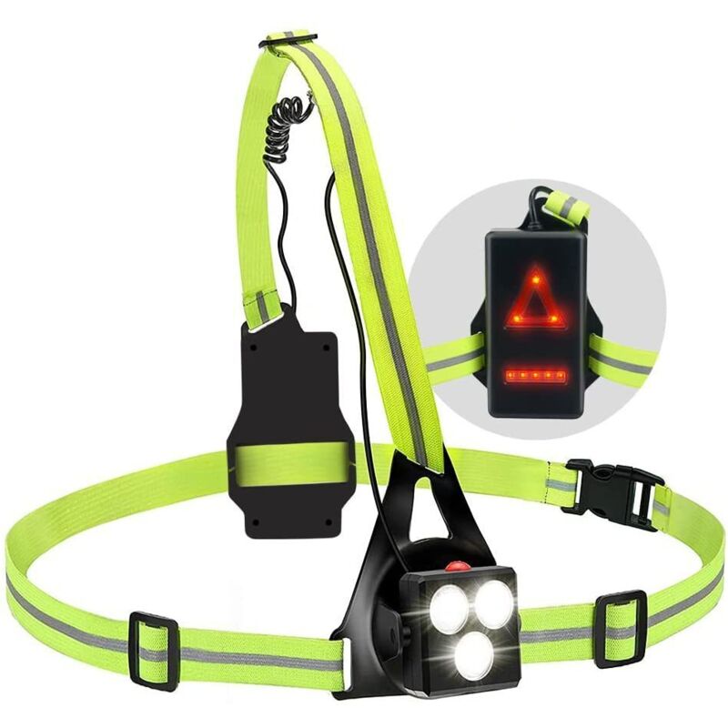 Lampă de alergare, lumină de alergare LED reîncărcabilă prin USB, lumină de piept reglabilă la 120°, 500 lumeni