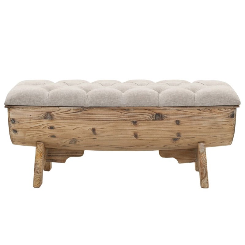 Banc de rangement Bois massif et tissu 103 x 51 x 44 cm - 2
