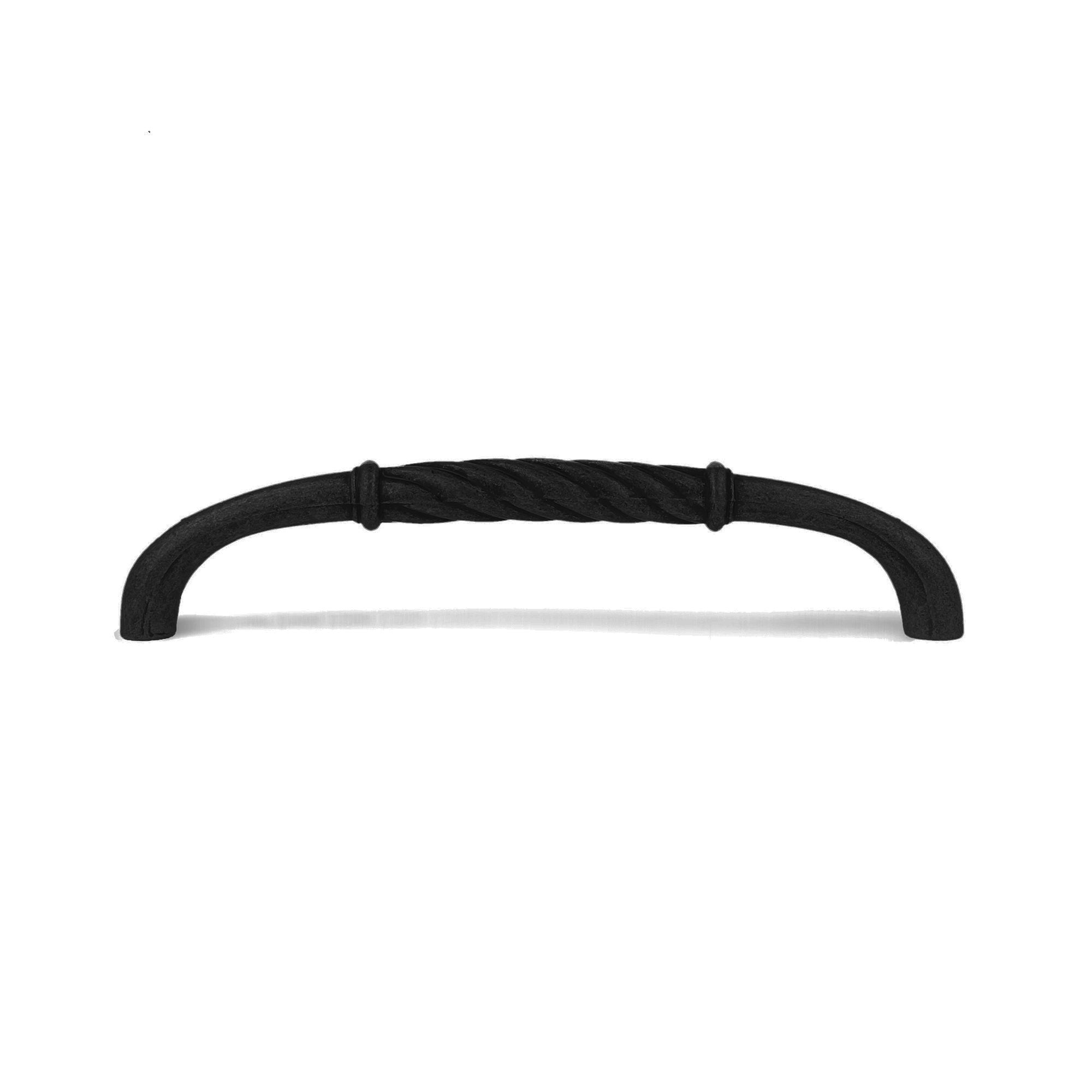 Puxador para móveis | Estilo Clássico | Fabricado em Zamac | Acabamento Preto Fosco | Distância entre pontos: 128 mm | Medidas 136*12*29mm | Sistema - 2