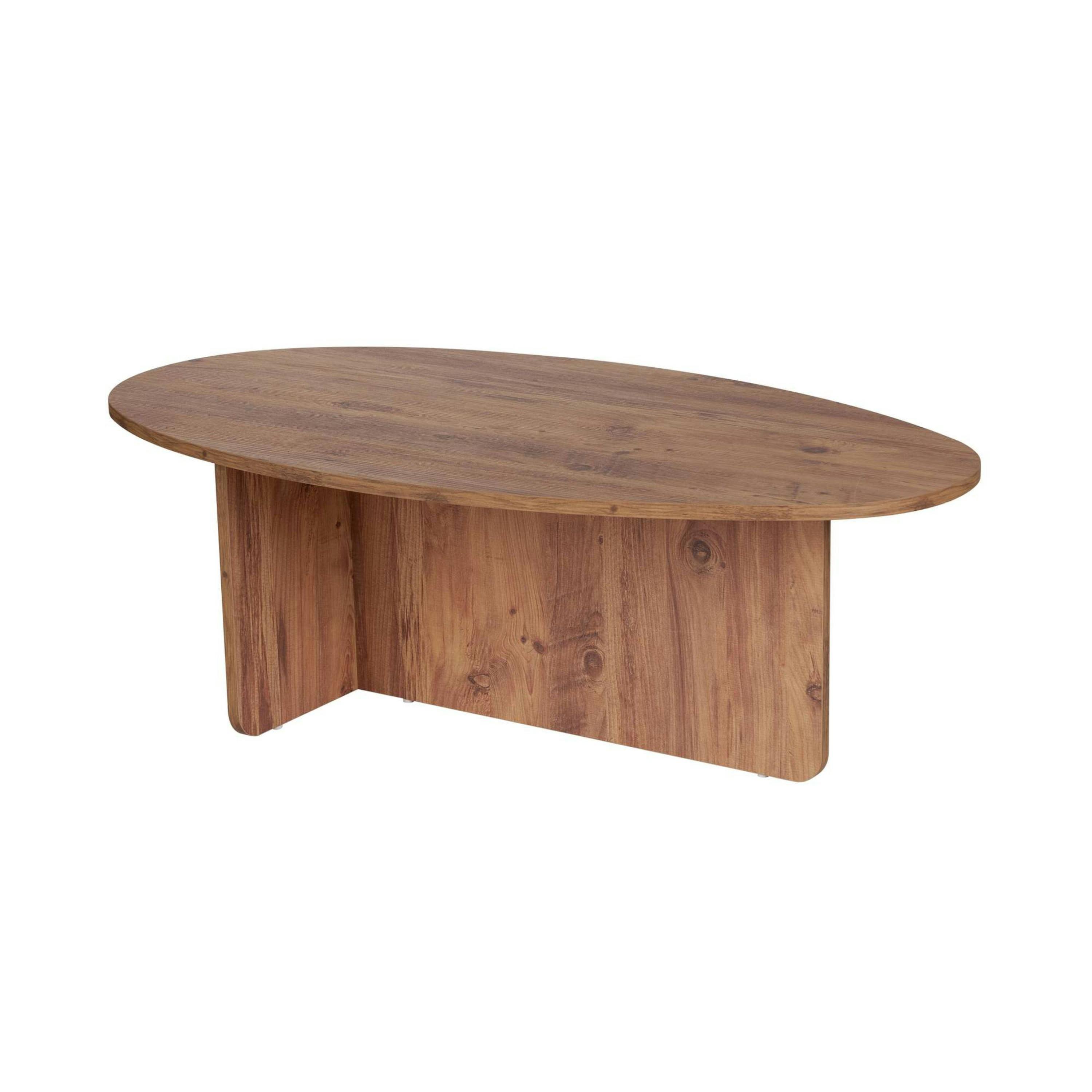 Table basse moderne ovale effet pin – pied en T MARFA - 7